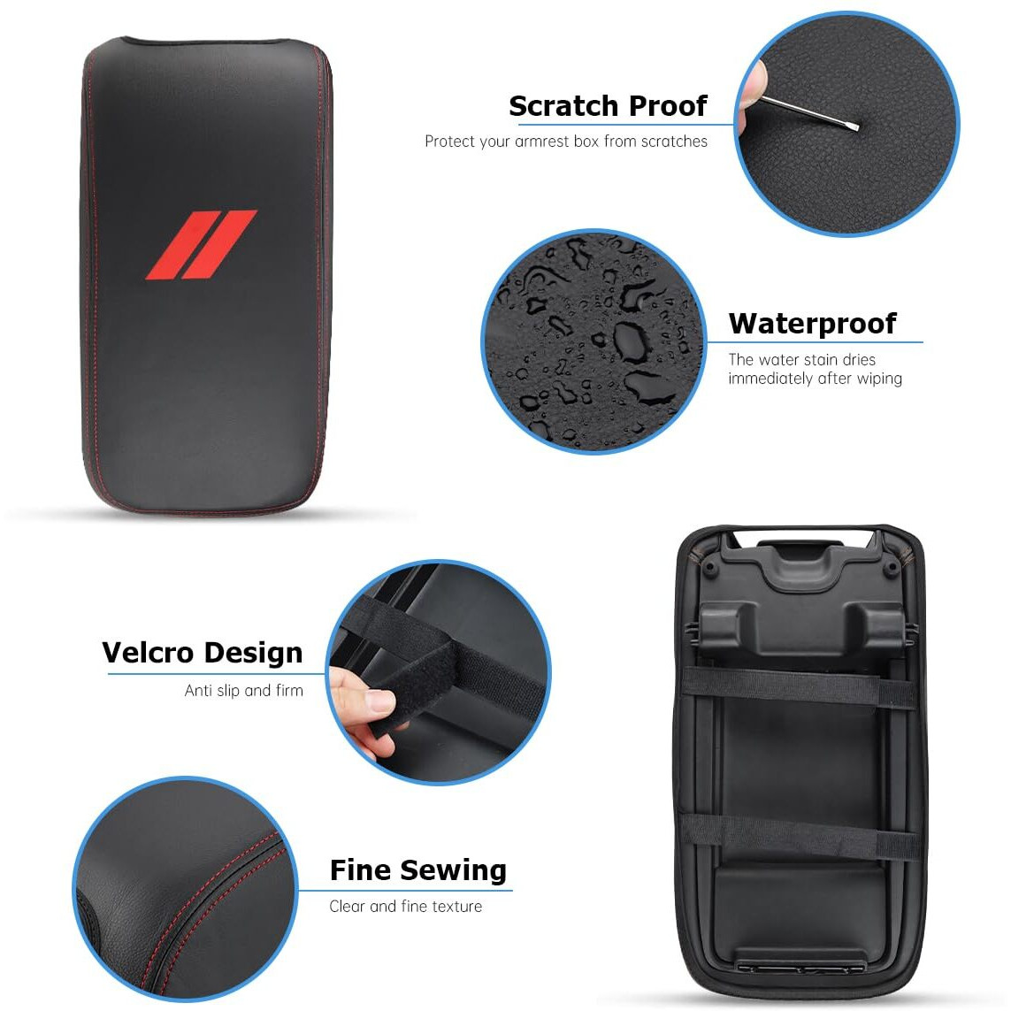 Intget New Upgraded Center Console Cover For Dodge Charger Accessories 2011-2020 2021 2022 2023 For Chrysler 300 2015-2022 Leather Armrest Cover Console Lid Protector Cushion Pad