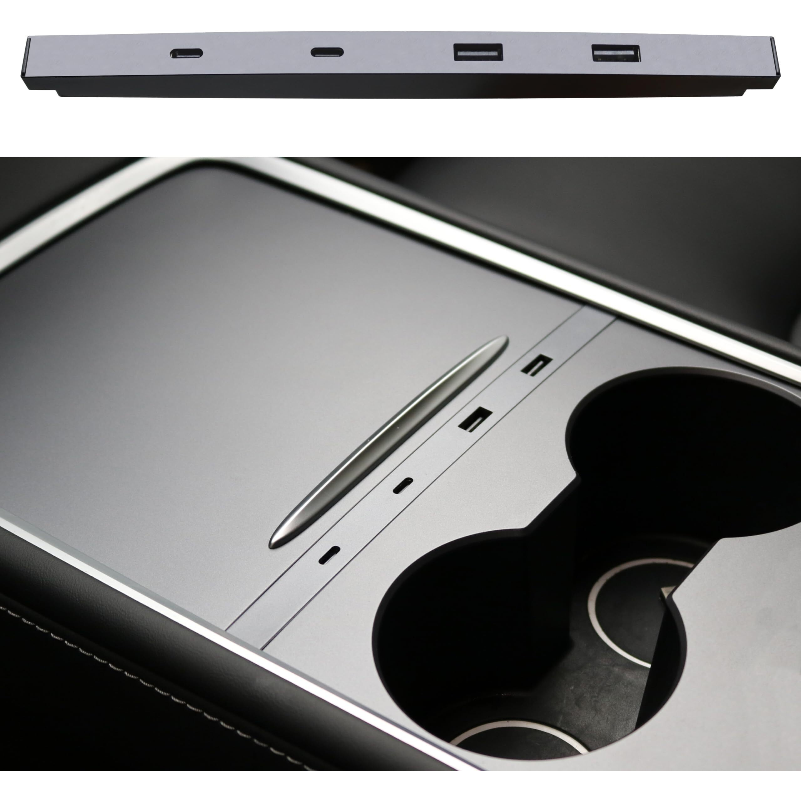 Leikaendi Car Usb Hub Charger For Tesla Model Y 2021-2024 And Model 3 2021-2023  Support Usb-C Fast Charging  Center Console Multiport Phone Charger Oem Docking Station Adapter Accessories