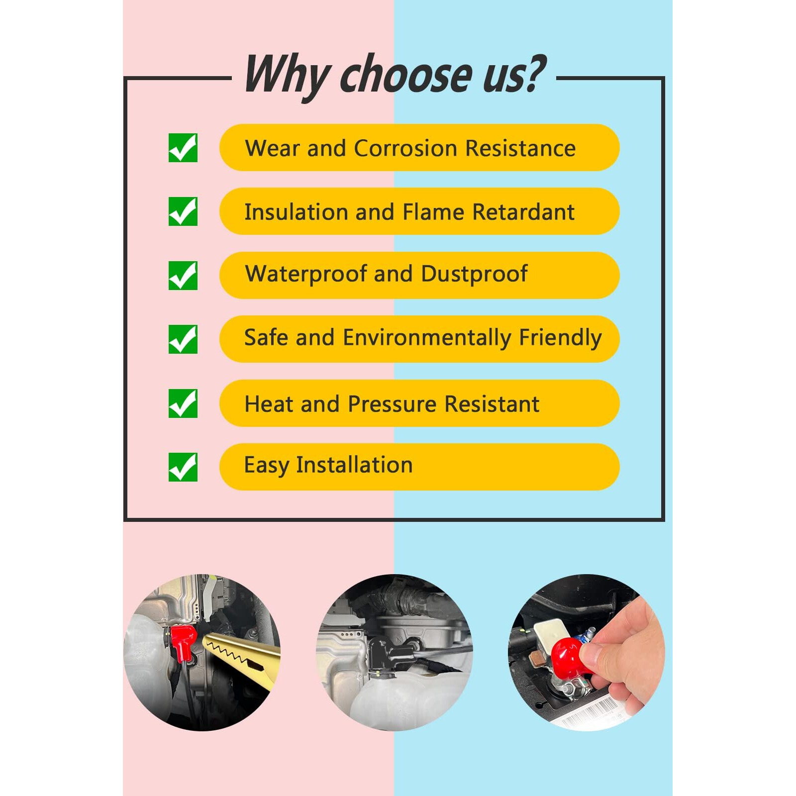 Battery Terminal Boots Insulating Covers 20 Pack (10 Red/10 Black)  Protector Cable Lug Caps Replacement Tools For Auto Marine Commercial And Power Sports  Insulating Rubber Covers Skins Tool Parts