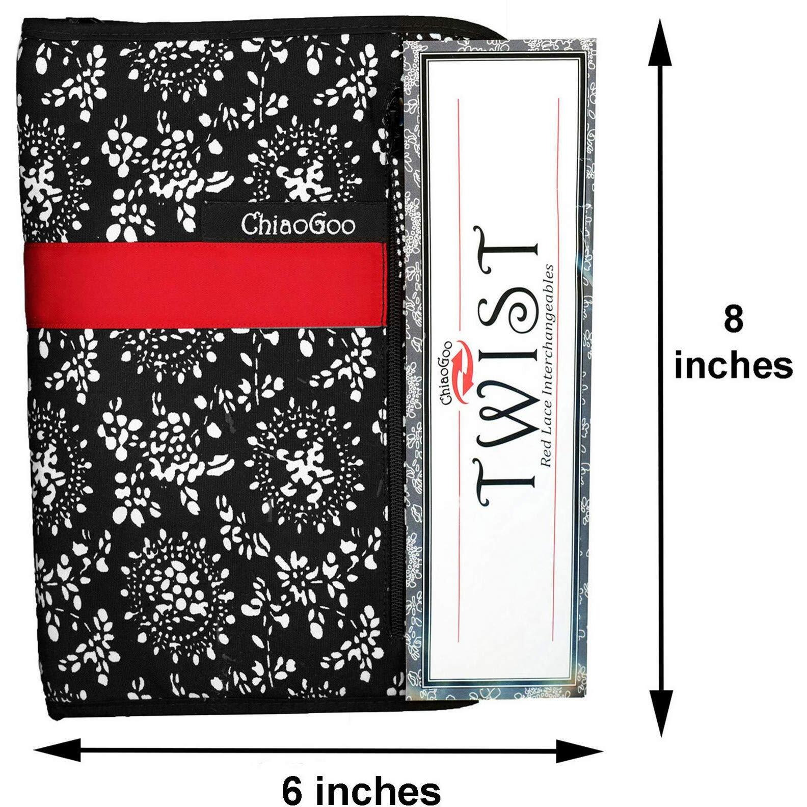 Chiaogoo Twist Red Lace 4-Inch Complete 7400-C Interchangeable Circular Knitting Needle Set  Sizes Us 2  3  4  5  6  7  8  9  10  10.5  11  13  15 With 6 Cords Bundle With 1 Artsiga Crafts Project Bag