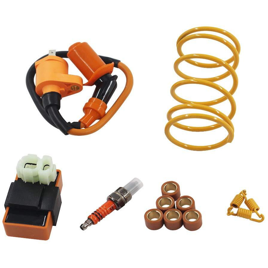 Gy6 Cylinder Rebuild Kits Kymlaa 100Cc Big Bore Kit For 69Mm Valve 49Cc 50Cc 139Qmb Moped Scooter Engine 50Mm Bore Upgrade Set With 6Pin Racing Cdi Ignition Coil Performance Spark Plug Clutch Spring