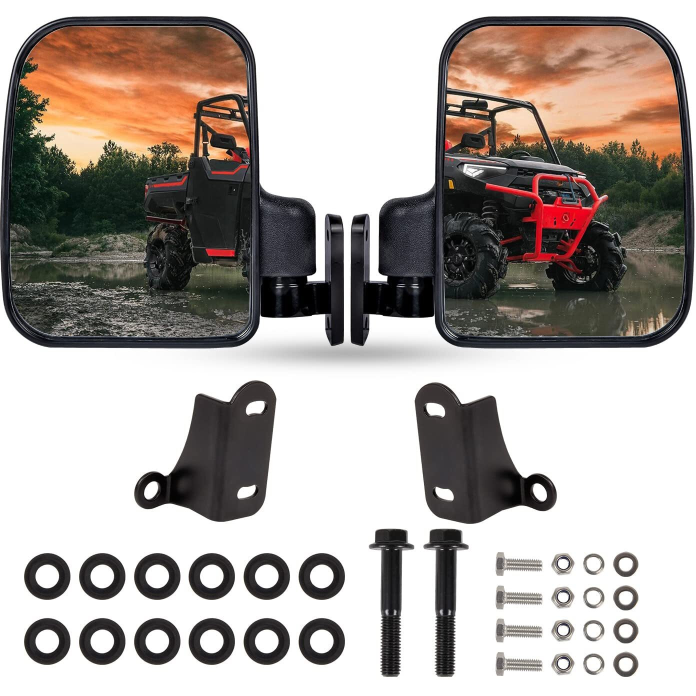 Ransoto Ranger 1000 Xp Utv Rear View Side Mirror Compatible With Polaris Ranger Xp 1000  Ranger Crew Xp 1000 2018 2019 2020 2021 2022 (Fit For Factory Doors Installed)