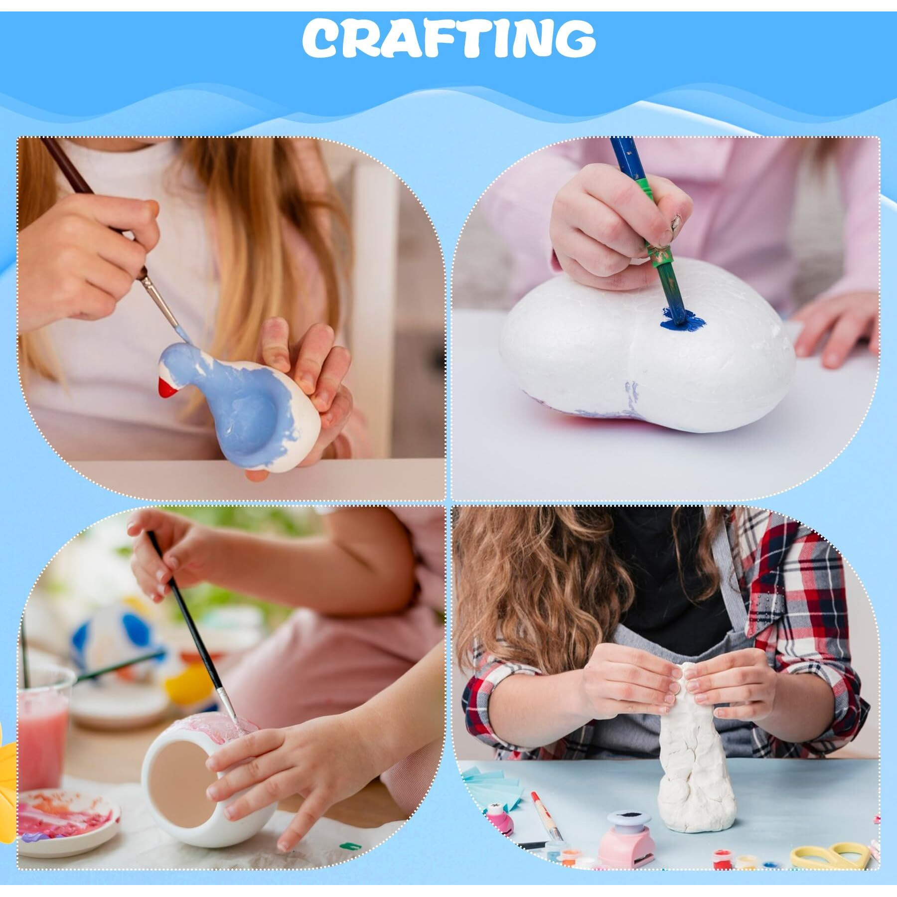 Modeling Foam Clay 500G Soft Air Dry Clay For Adults Lightweight Diy Creative Art Supplies With Sculpting Tools Suitable For Cosplay/Crafts/Design/Shaping-White
