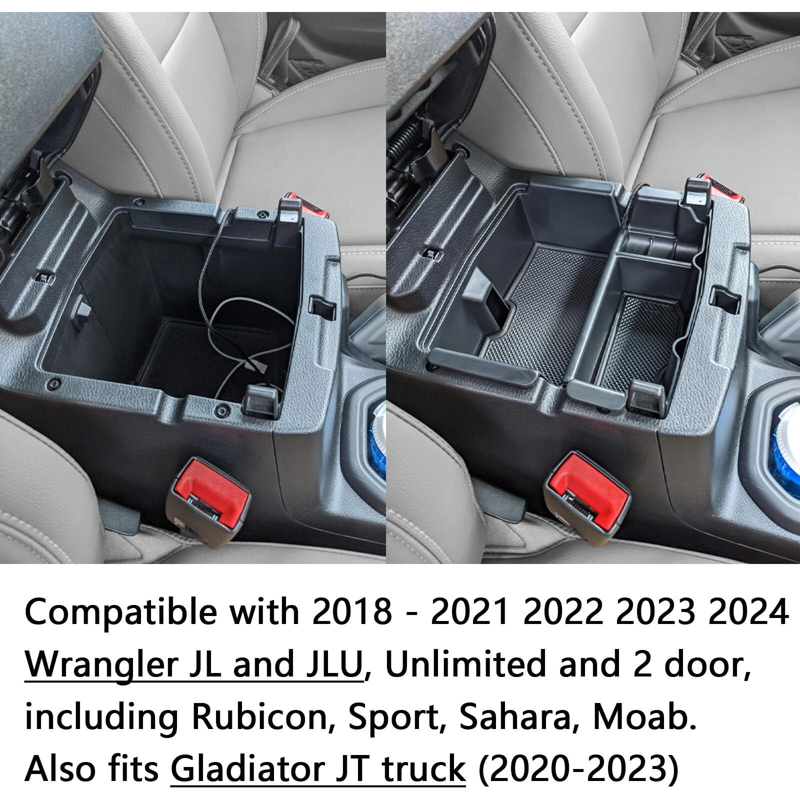 Edbetos Center Console Organizer Tray Compatible With Jeep Wrangler Jl/Jlu 2018-2021 2022 2023 And Gladiator Jt Truck 2020-2023 Insert Armrest Accessories - Won'T Covers The Light Inside