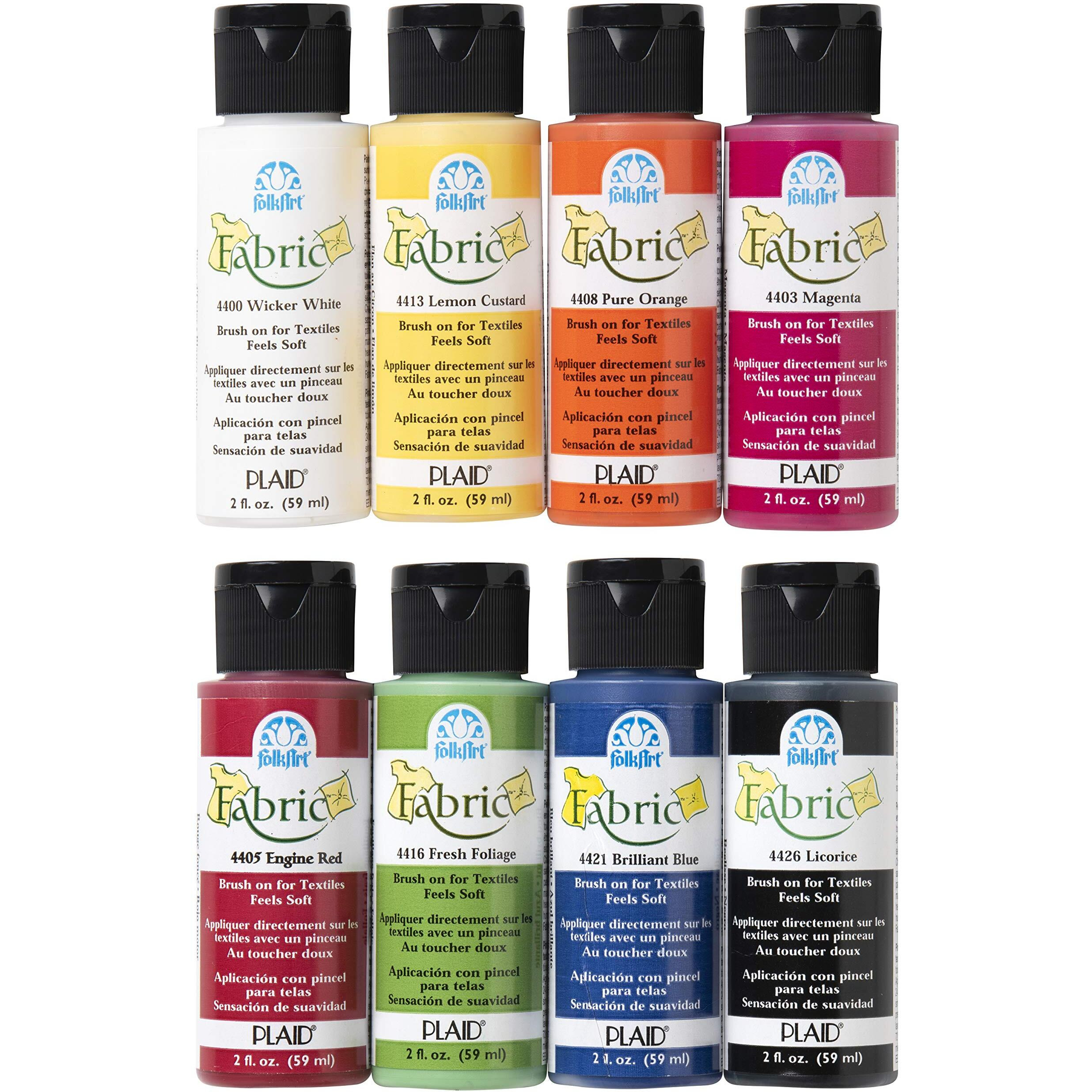 Folkart Brush On Fabric Acrylic Paint Beginner Set (2-Ounce)