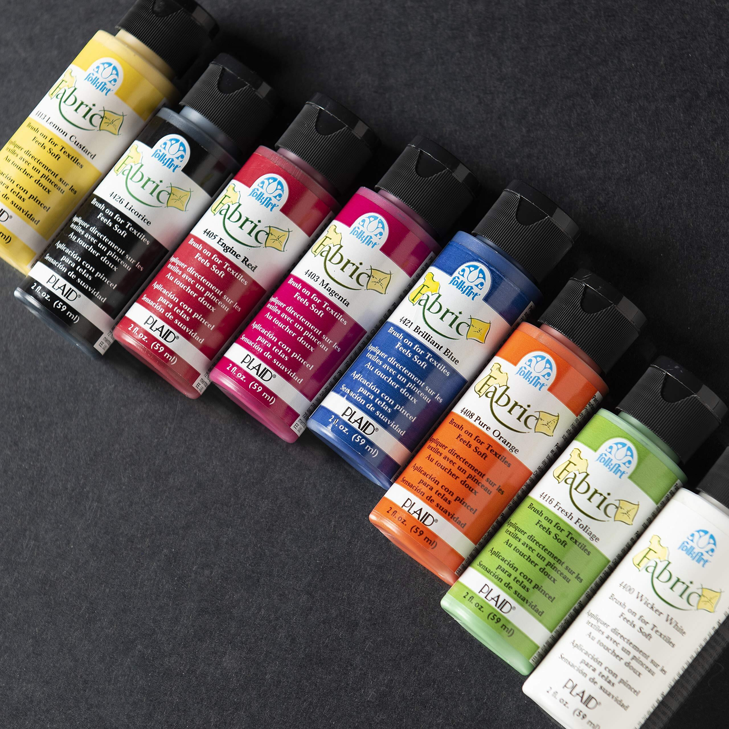 Folkart Brush On Fabric Acrylic Paint Beginner Set (2-Ounce)