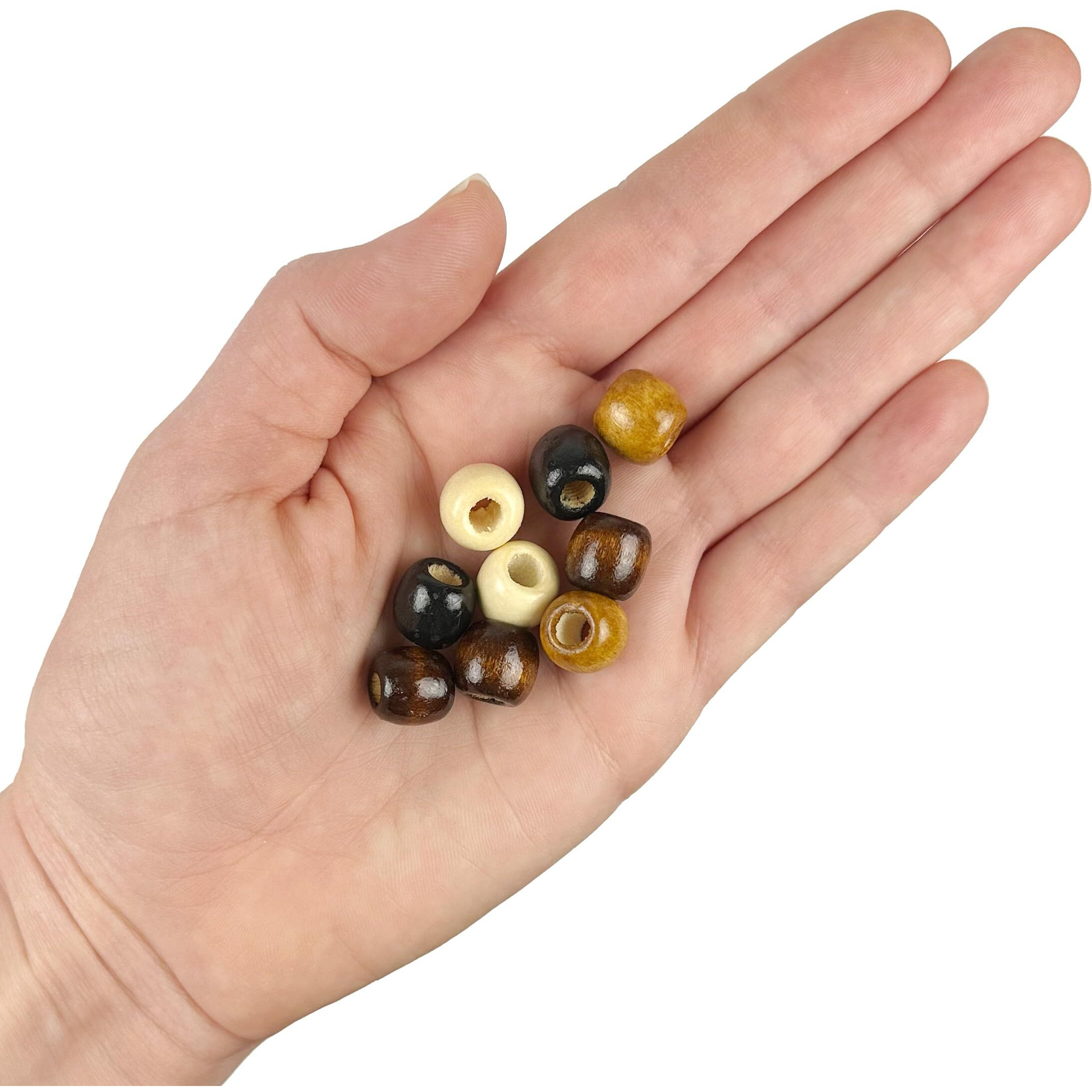 500 Multicolor Natural Colors Large Hole Macrame Wood Beads 12Mm X 10Mm Diameter 5.5Mm Hole