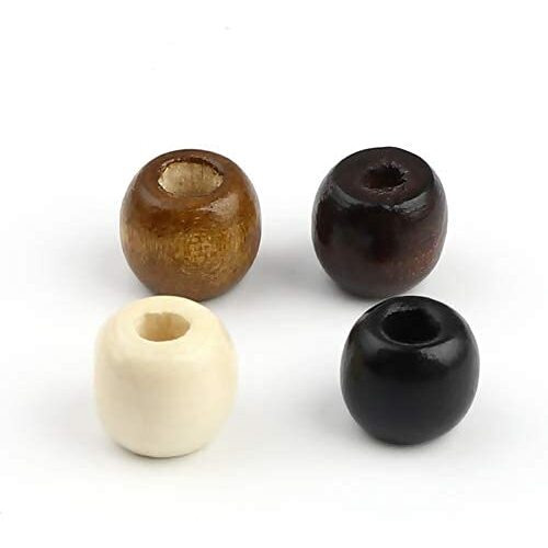 500 Multicolor Natural Colors Large Hole Macrame Wood Beads 12Mm X 10Mm Diameter 5.5Mm Hole