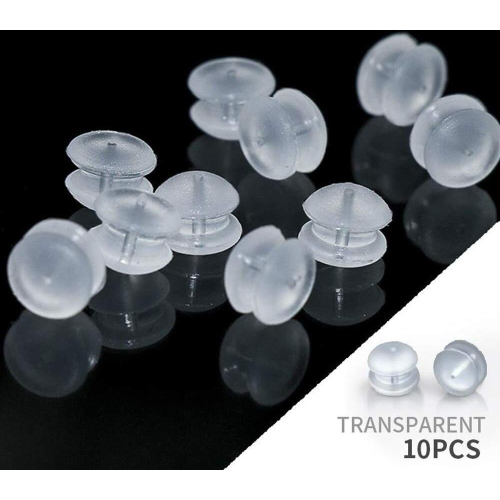 Western City 10 Pieces Clear Earring Backs Safety Medical Silicone Hypoallergenic