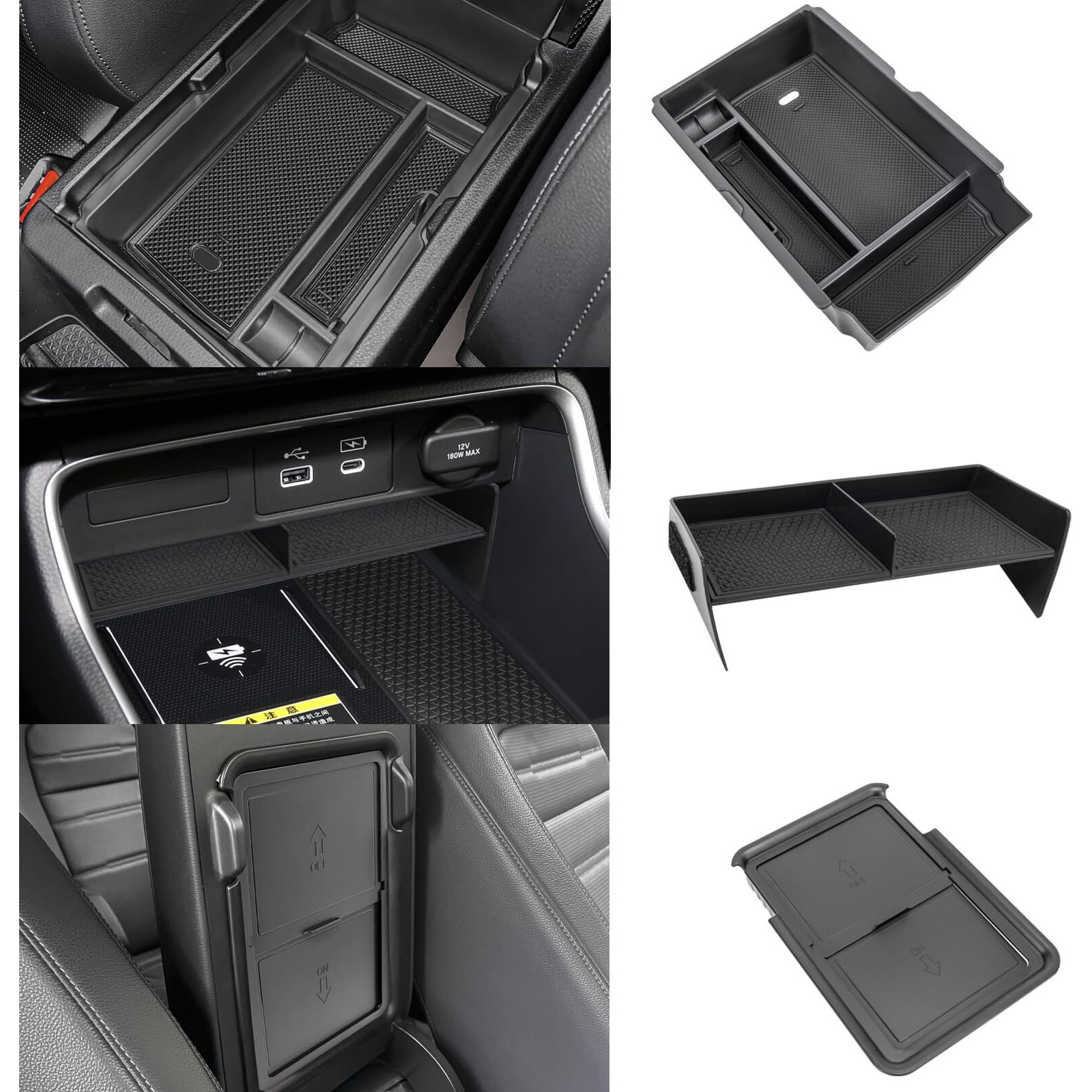 Neepiar 3Pcs Center Console Organizer Compatible With 2025 2024 2023 Honda Crv Armrest Storage Box Armrest Hidden Storage Box Secret Compartment Insert Tray Interior Accessories