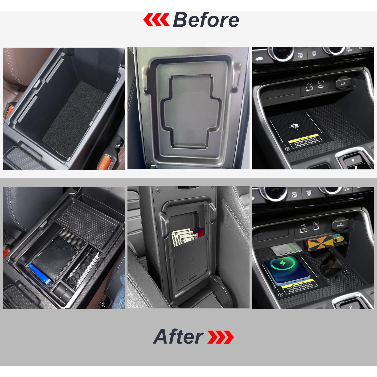 Neepiar 3Pcs Center Console Organizer Compatible With 2025 2024 2023 Honda Crv Armrest Storage Box Armrest Hidden Storage Box Secret Compartment Insert Tray Interior Accessories