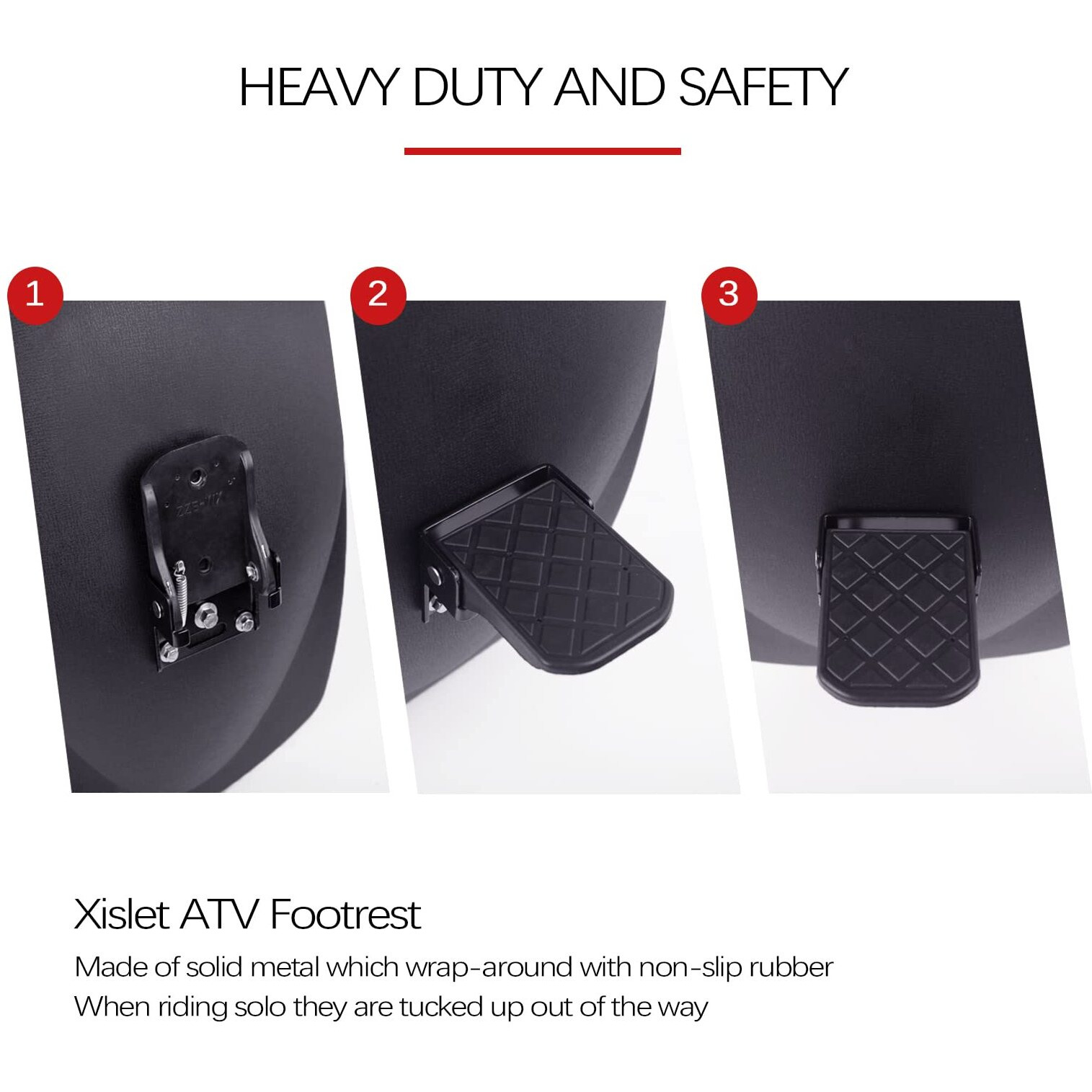 Xislet Pairs Atv Foot Rests For Four Wheeler Rear Passenger Foot Peg Universal Compatible With Atv Such As Polaris Sportsman Scrambler Made Of Metal And Non-Slip Tread