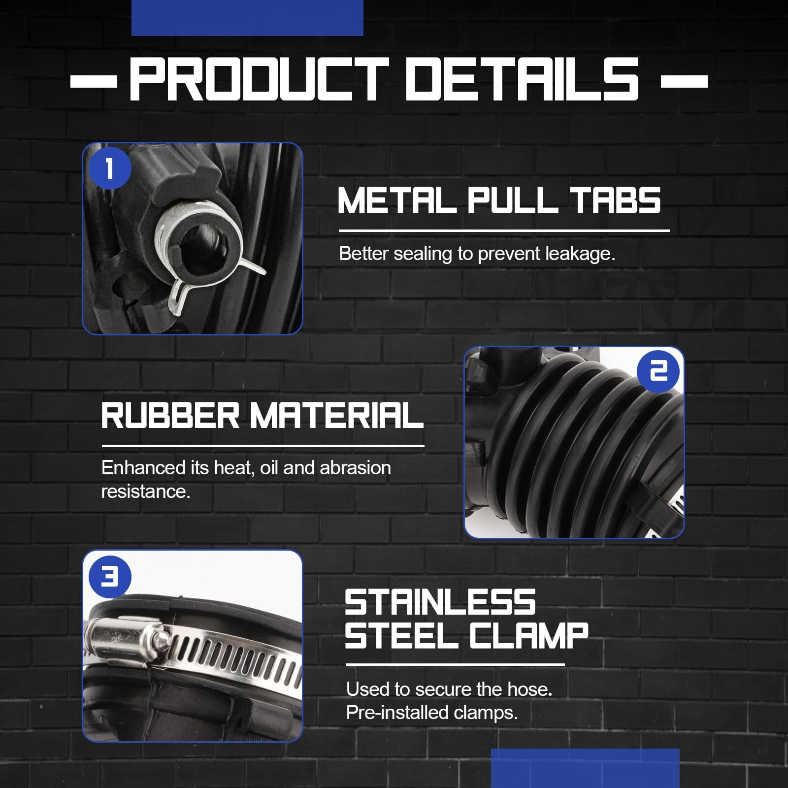 Air Cleaner Intake Hose Tube With Clamps For 2012-2015 Honda Civic 1.8L 2013-2015 Acura Ilx 2.0L (Oem 17225-R1A-A01)