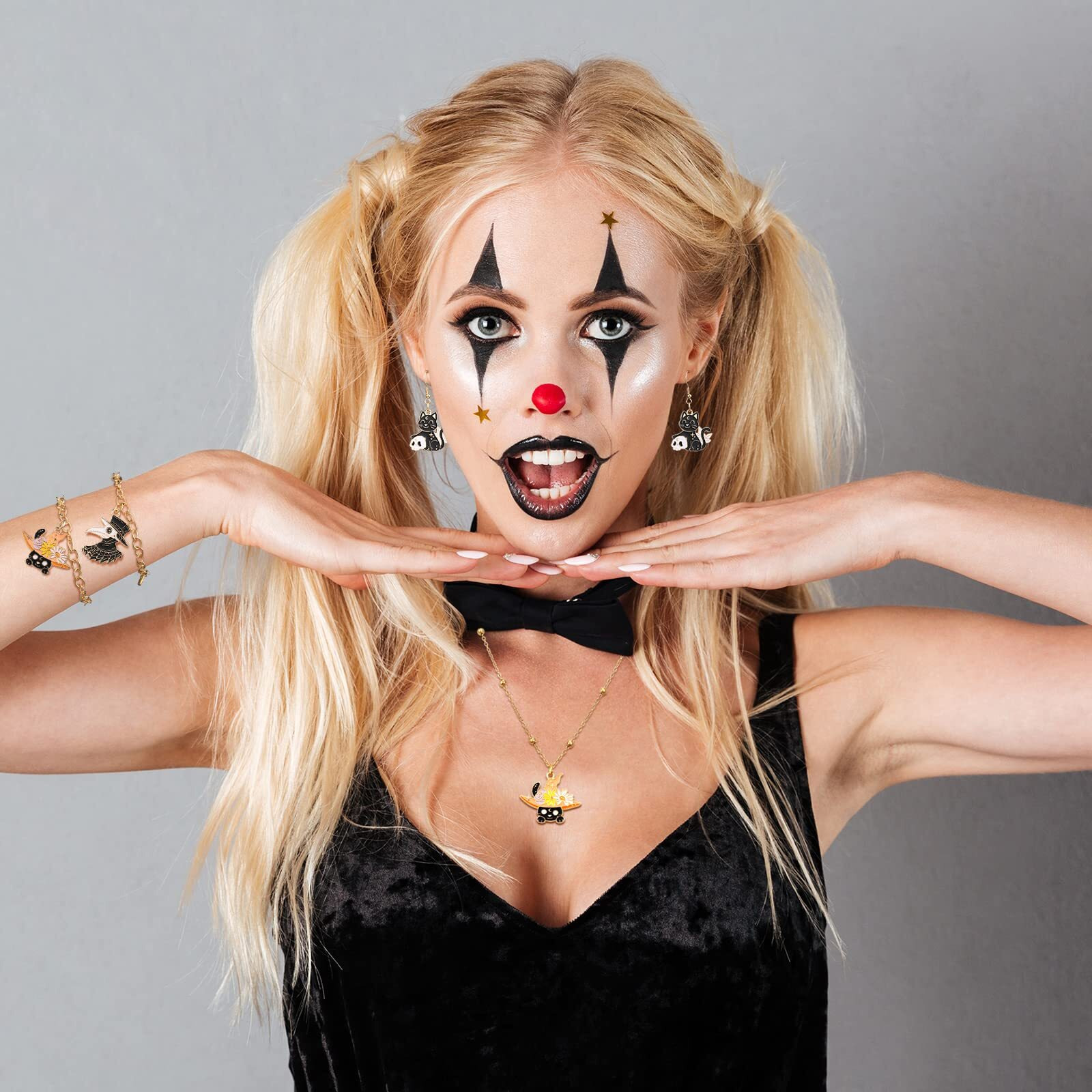 Sasylvia 48 Pcs Halloween Charms For Jewelry Making Black Gothic Charms Include 12 Style Crow Skull Snake Cat Moon For Halloween Party Decoration Gifts Diy Art Craft