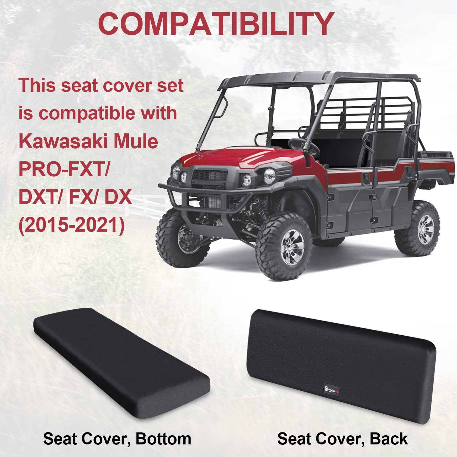 Starknightmt Utv Mule Pro Seat Covers Waterproof 1680D Mule Seat Covers Compatible With Kawasaki Mule Pro-Fxt Fx Dxt Dx 2015-2022 Durable Mule Pro Fxt Accessories
