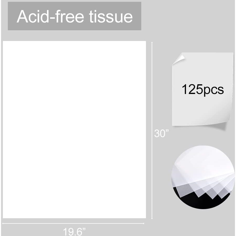 120 Sheets 20"" X 30"" Acid Free Acid-Free Wrapping Tissue Paper  White Unbuffered No Lignin Archival Tissue Paper  No Acid Paper For Long-Term Packaging Storing Clothes Textiles Linens Present Wrap