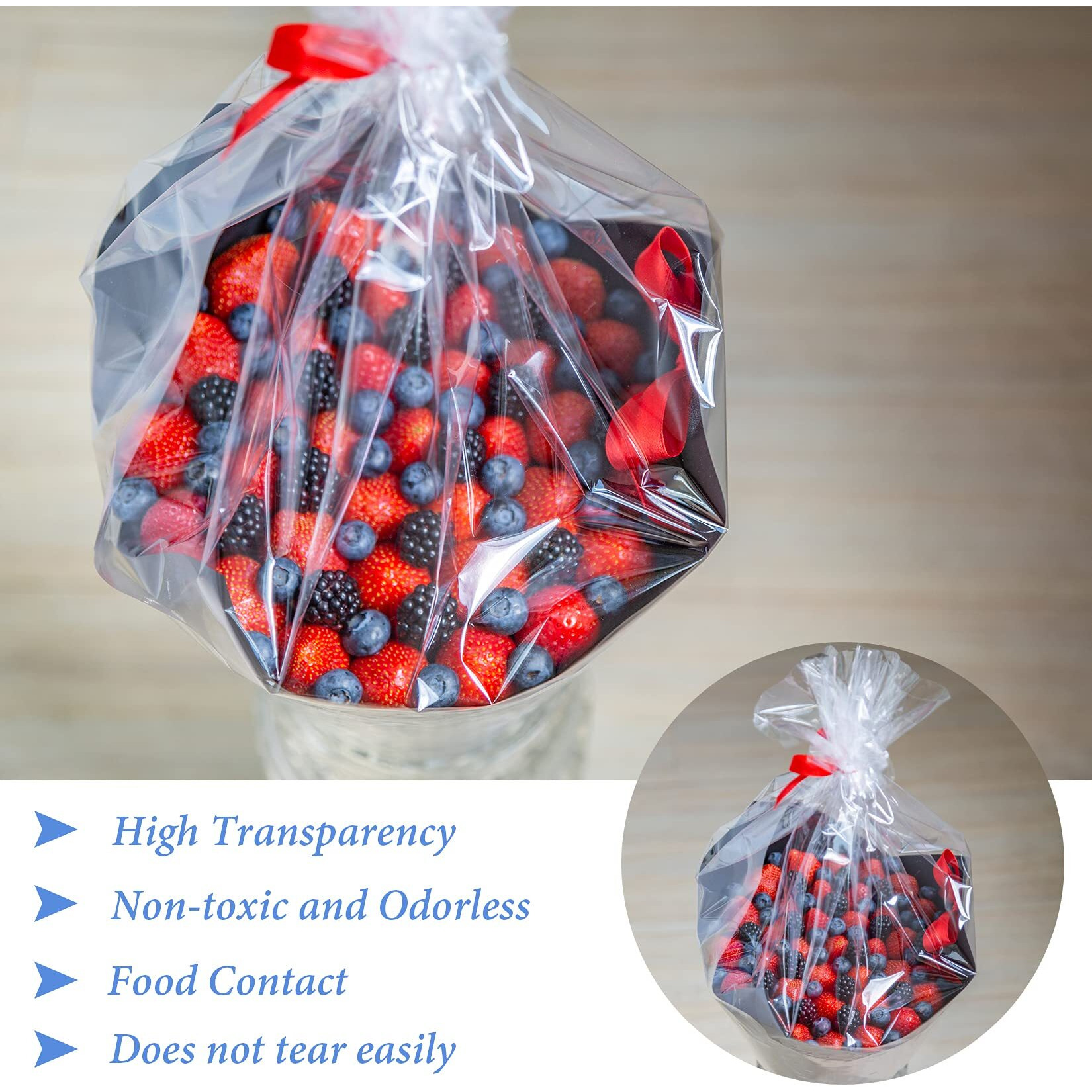 Yotelab Large Cellophane Bags 25X31 Inch 20Pcs Clear Cellophane Wrap For Gift Basket