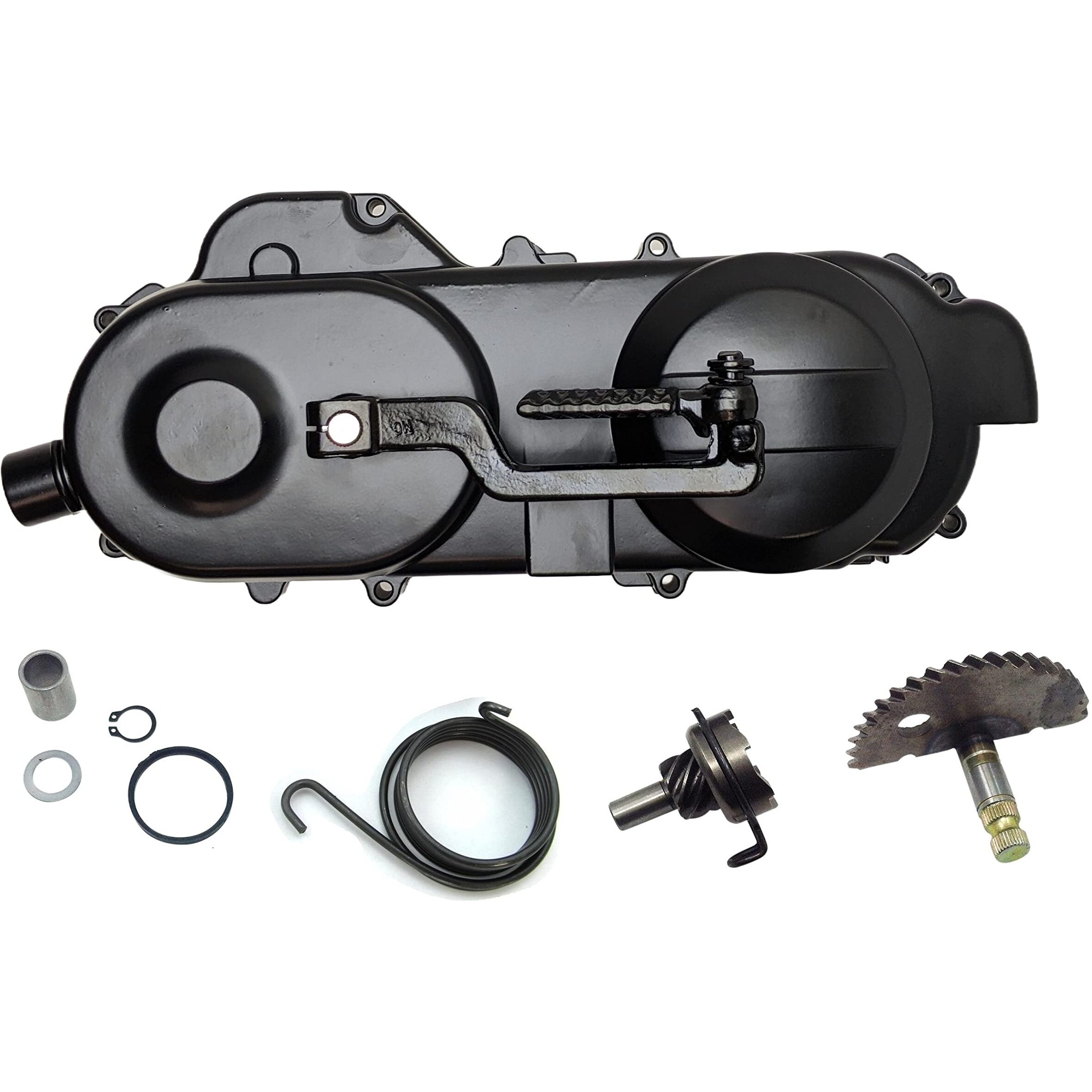 Complete 49Cc 50Cc Short Kick Start Driver Cover Case Crankcase Assembly With Internal Gears And Kick Start Lever For Scooter Mopeds 139Qmb Gy6 (Short Case Cover)