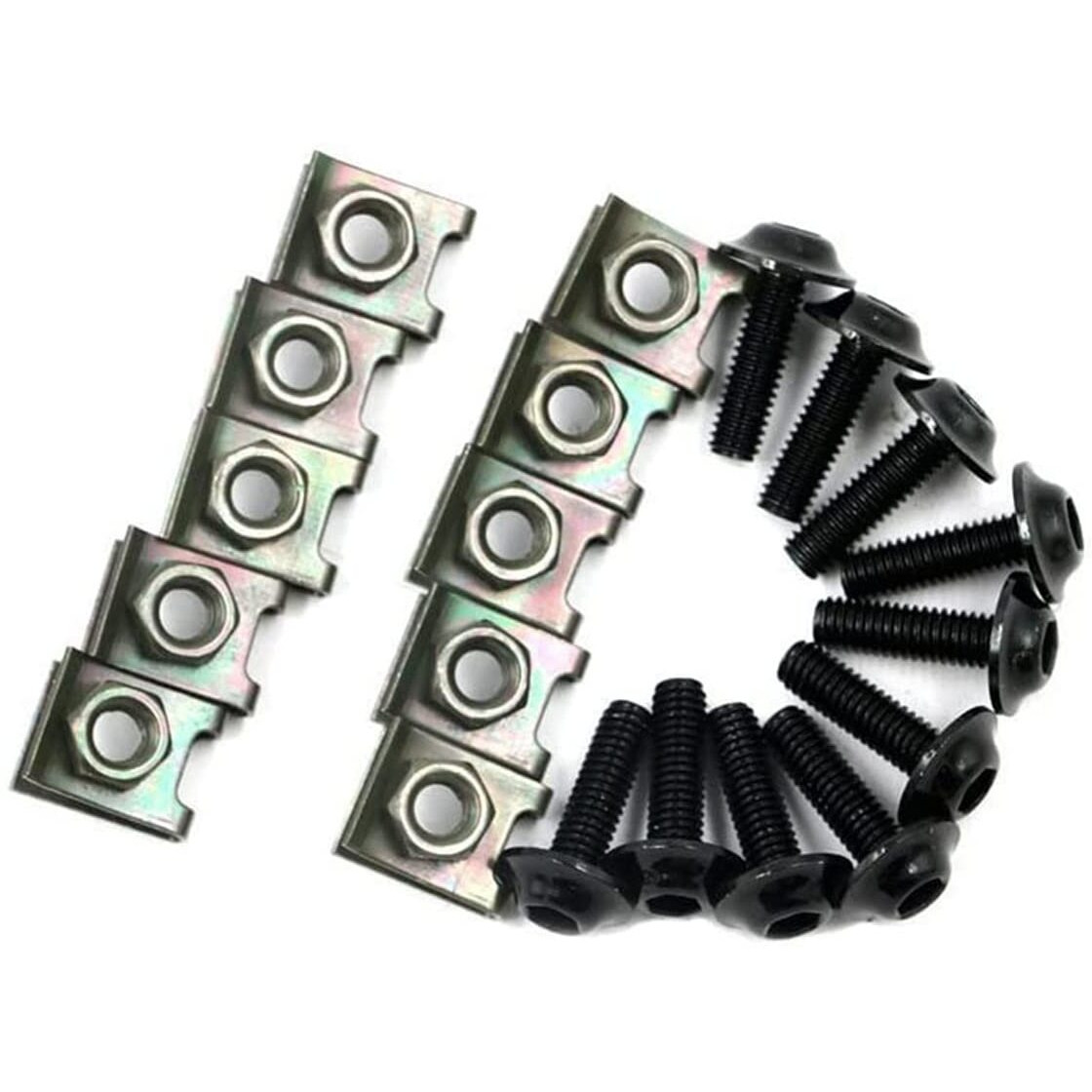 Alpha Rider Body Bolts Screws Metal - Universal U-Nuts Clips 6Mm Screw Clips Metal Fasteners 10 Pcs (Black) For Honda Yamaha Suzuki Kawasaki Ducati Bmw