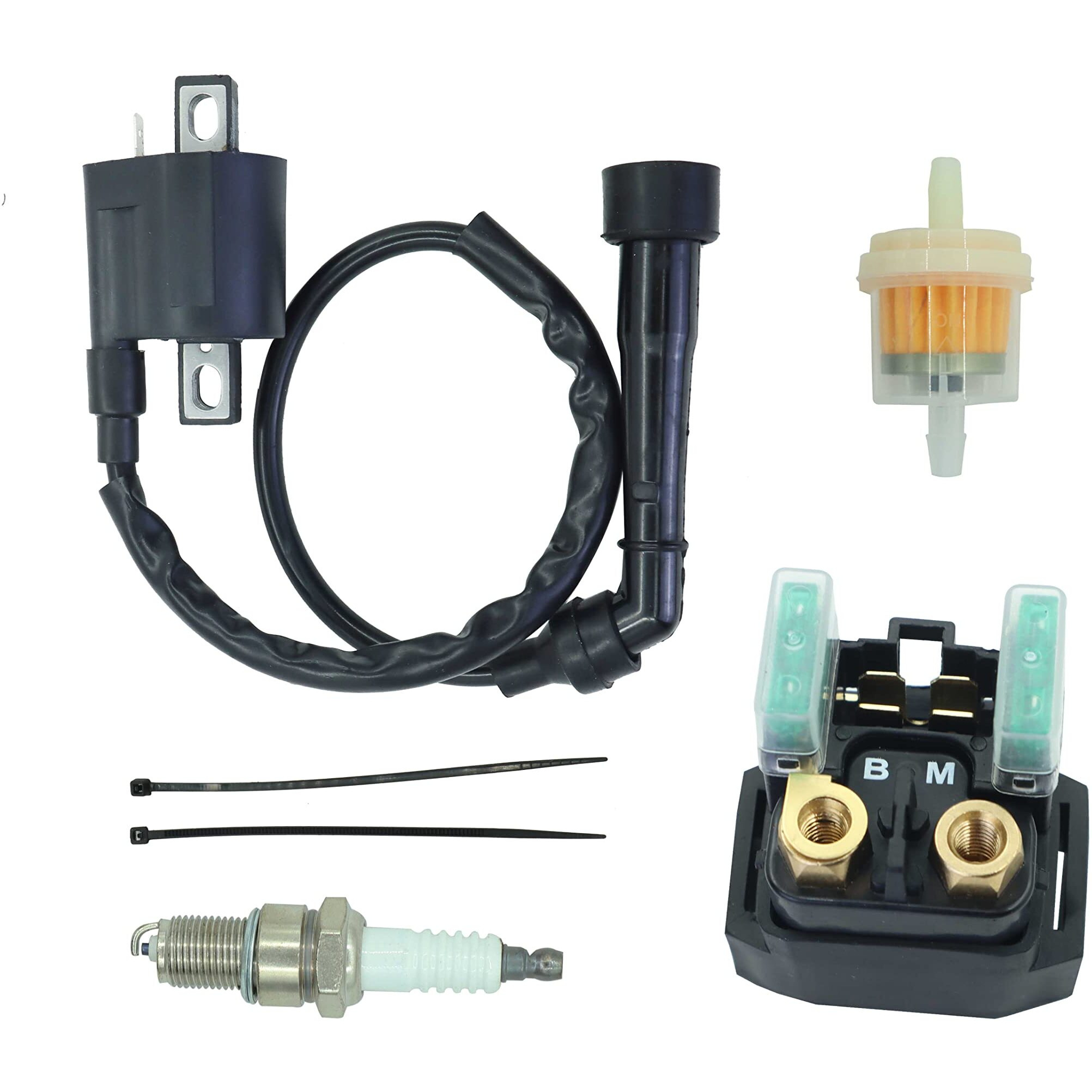 Ignition Coil For Yamaha Yxr660 Rhino 660 Grizzly Raptor 660R Big Bear 400 For Kawasaki Kfx 400 For Suzuki Drz400S Drz400E Drz400Sm Vinson 500 Atv With Starter Solenoid Relay