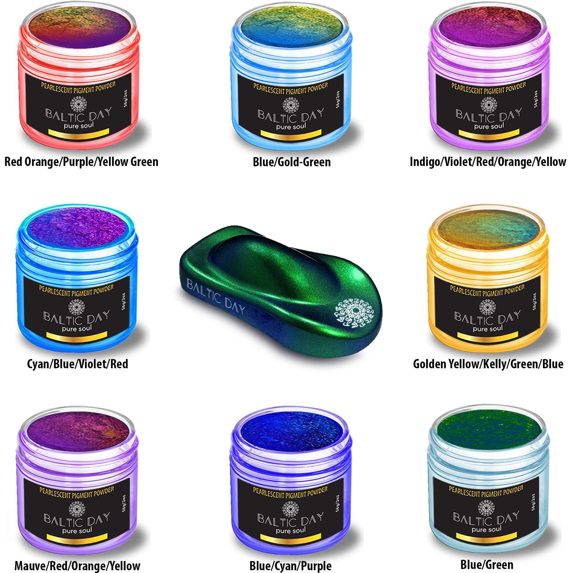 Baltic Day - Chameleon Mica Powder  8 Jars Of Color Shift Mica Powder Set - Epoxy Resin Color Pigment Powder - Chameleon Powder - Holographic Mica Powder - Resin Pigment