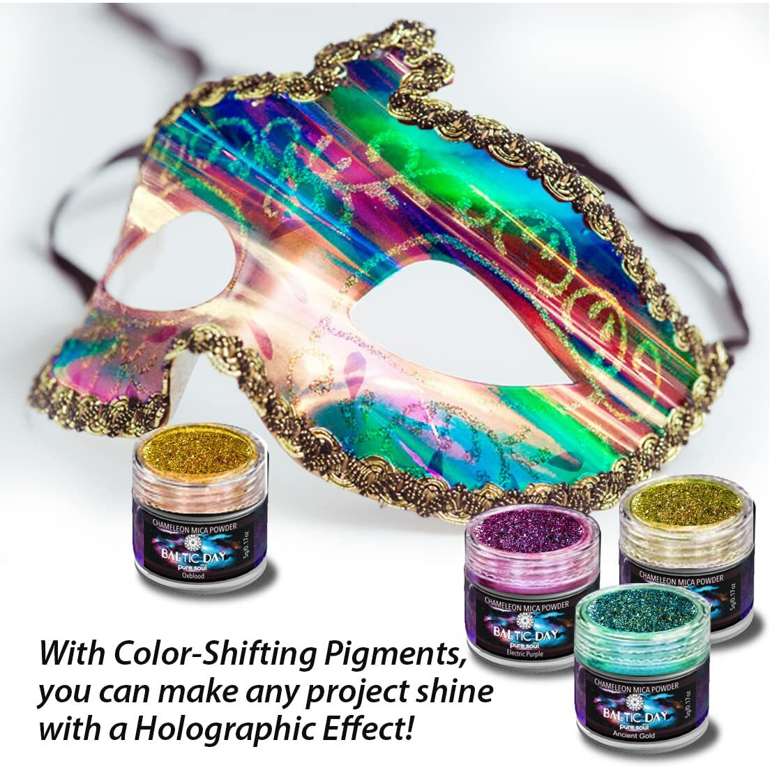 Baltic Day - Chameleon Mica Powder  8 Jars Of Color Shift Mica Powder Set - Epoxy Resin Color Pigment Powder - Chameleon Powder - Holographic Mica Powder - Resin Pigment