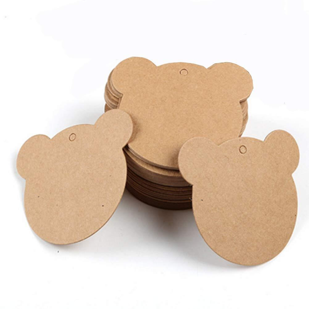 200 Pcs 2.36 * 2 Inch Kraft Paper Gift Tags Bear Shape Kraft Paper Label Gift Wrap Hang Tags For Party  Wedding  Gift Decoration  Price Tags