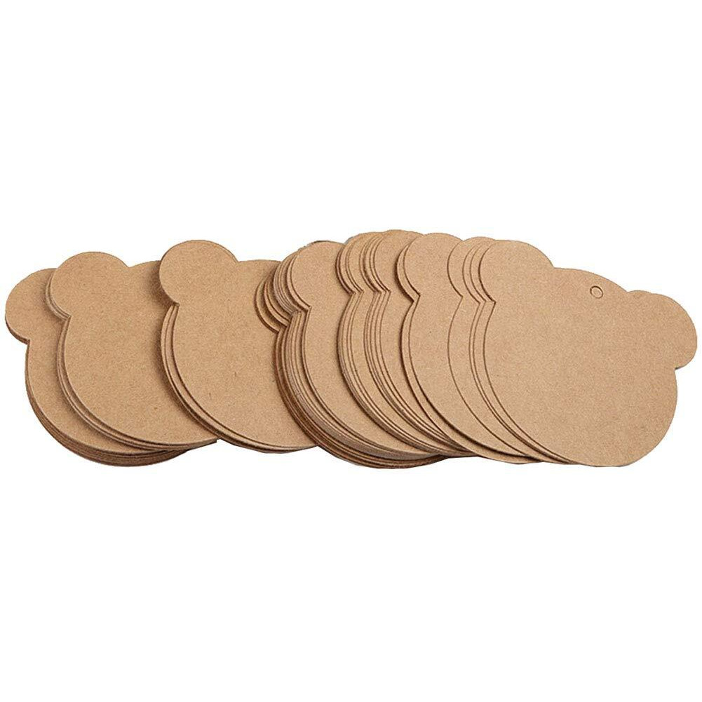 200 Pcs 2.36 * 2 Inch Kraft Paper Gift Tags Bear Shape Kraft Paper Label Gift Wrap Hang Tags For Party  Wedding  Gift Decoration  Price Tags