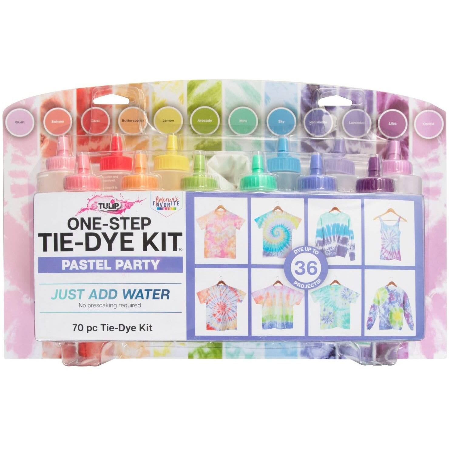 Tulip One-Step Tie-Dye Pastel Party Kit  Easy Group Activity  Permanent Designs  12 Colors