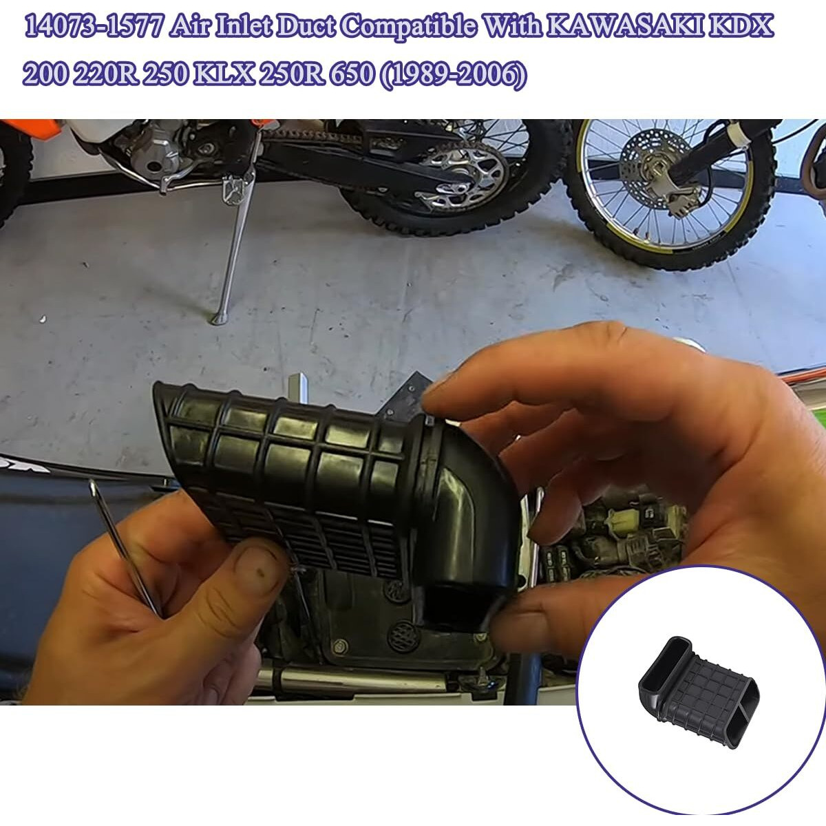 14073-1577 Air Inlet Duct Compatible With Kawasaki Kdx 200 220R 250 Klx 250R 650 (1989-2006)