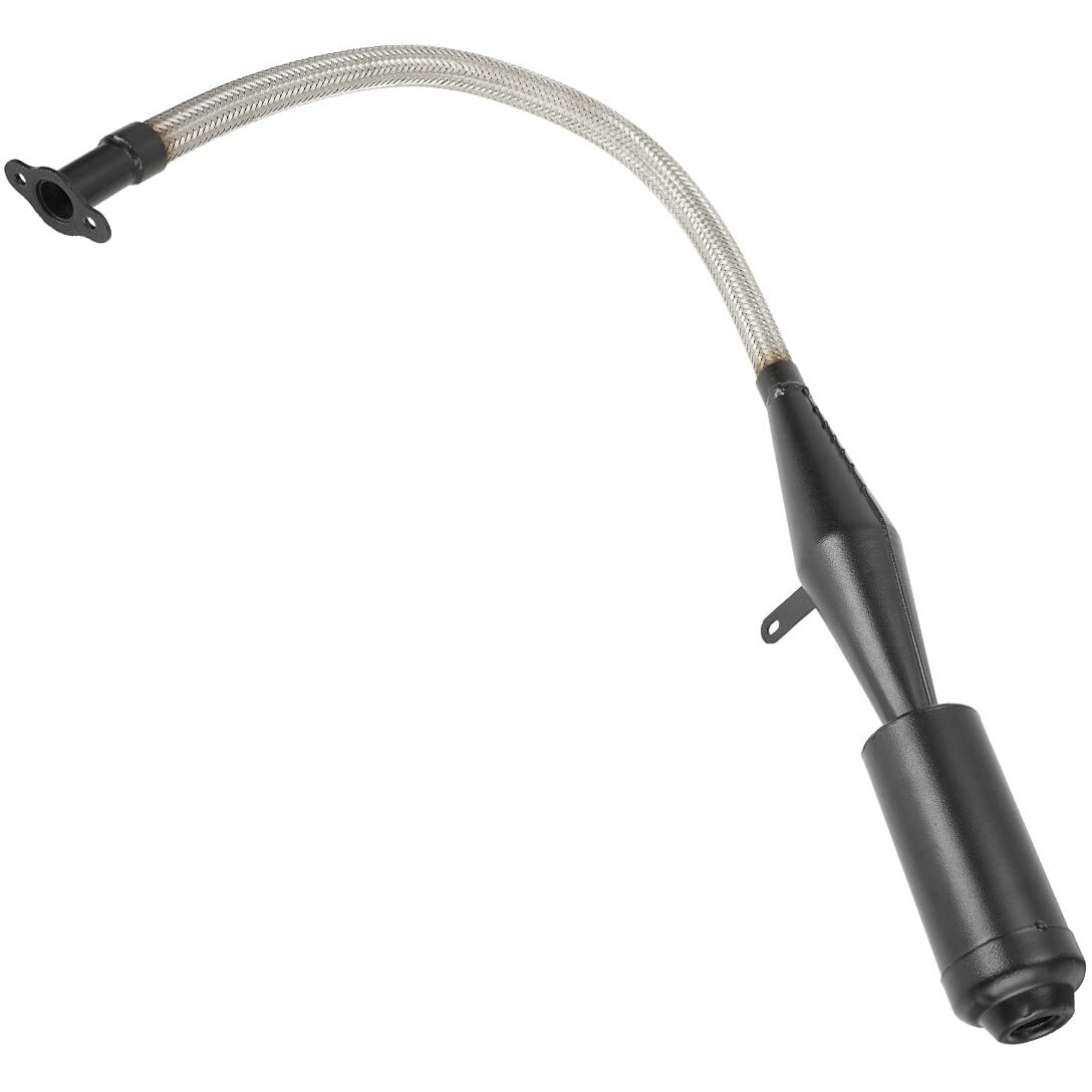 Fvrito Stainless Steel Flexible Exhaust Muffler Pipe Silencer Gasket For 2 Stroke 49Cc 60Cc 66Cc 80Cc 100Cc Engine Gas Motorized Bicycle Motor Bike Black