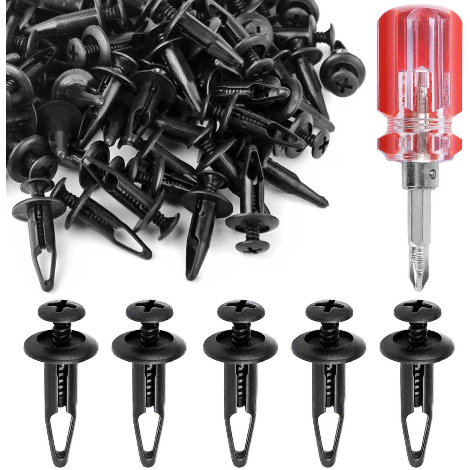 Xislet 100 Pcs Plastic Rivets Compatible With Rhino 450 660 700 Grizzly 600 Atv Body Fender Hood Fuel Tank Panel Push Fastener Rivet Screw Clips