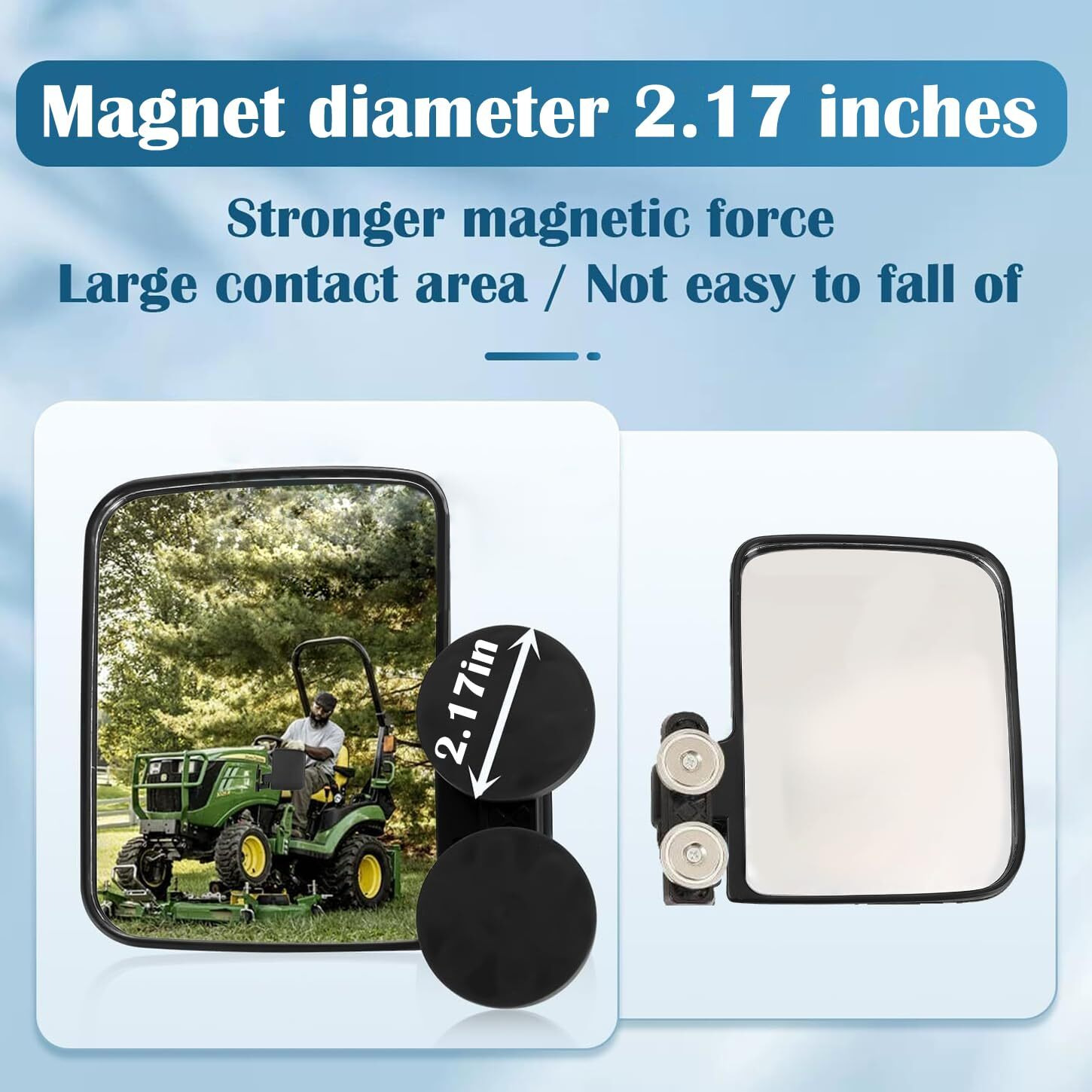 Magnetic Tractor Mirrors  Rearview Mirrors Compatible With Mahindra  Kubota  John Deere  And Lawn Mover Side Mirrors With Strong Magnets  Tractor Accessories Come Pre-Assembled.