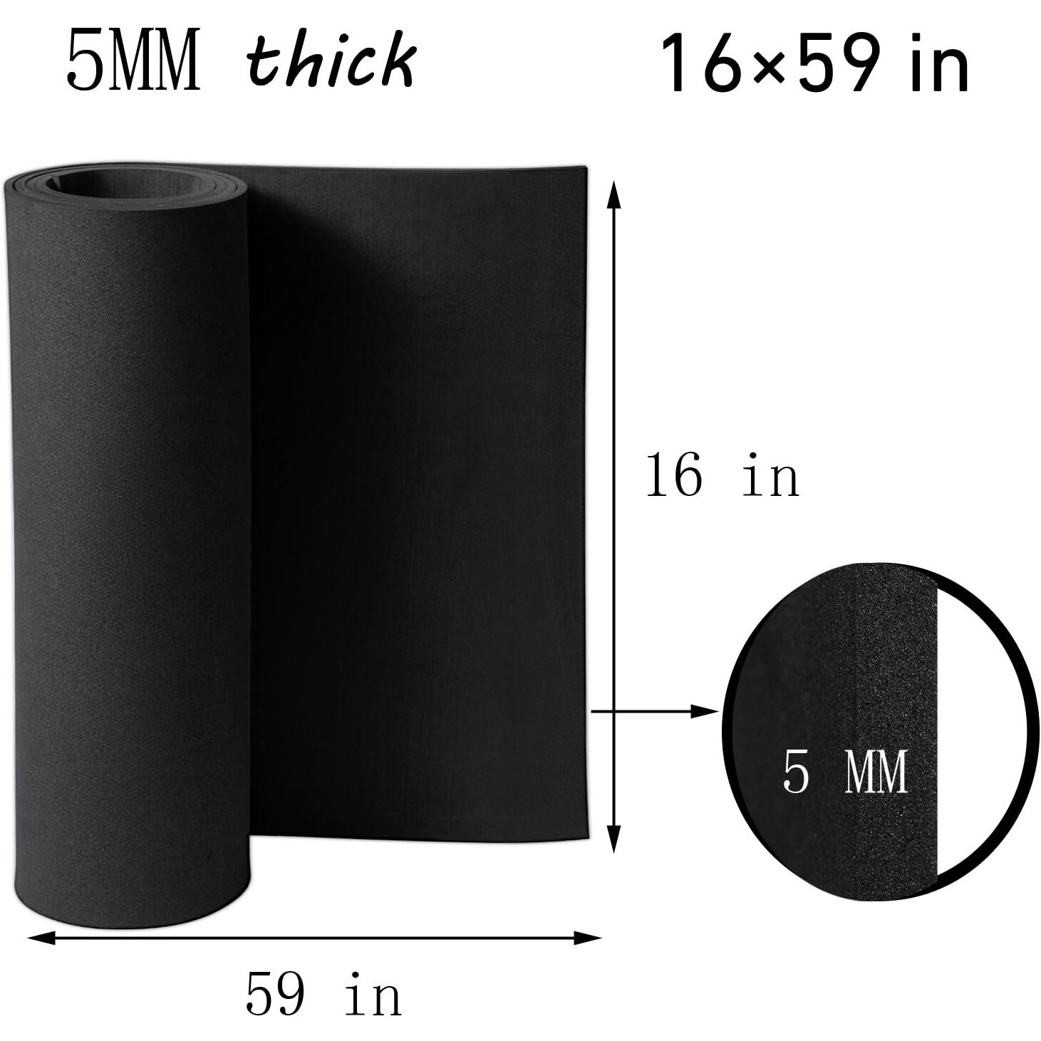 Amzqnart Eva Foam 5Mm  Cosplay Foam Roll 16 X 59In (6.5Sqft) Black  Suitable For Large Foam Cosplay Modeling  Diy Projects  Crafts Ultra High Density 90 Kg/M3.