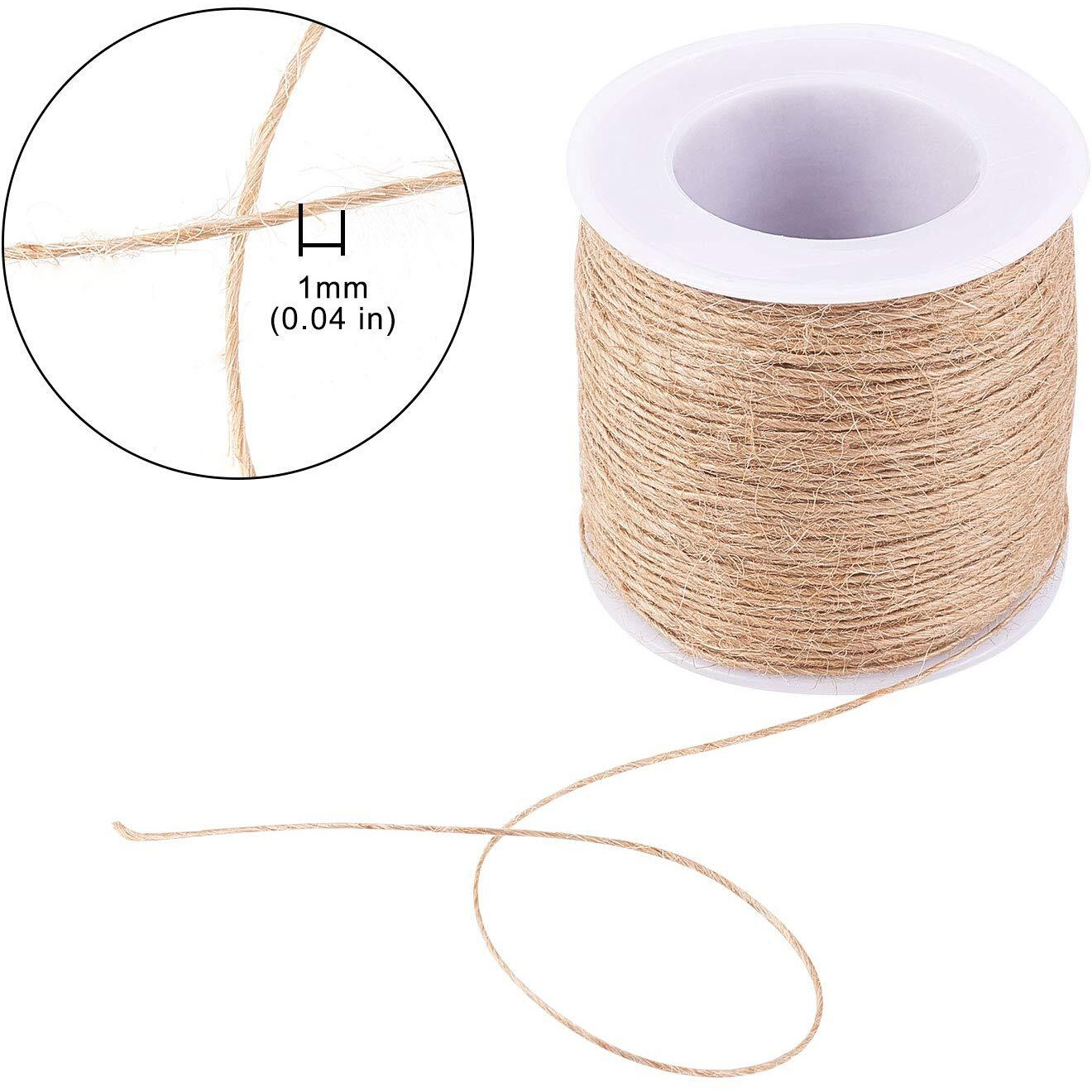 Liqunsweet 100M/328Ft Hemp Cord Hemp Rope String Twine Beading Material 1 Ply For Jewelry Making Diy Craftings Wall Hanging Art Project Home Party Decoration - 1Mm