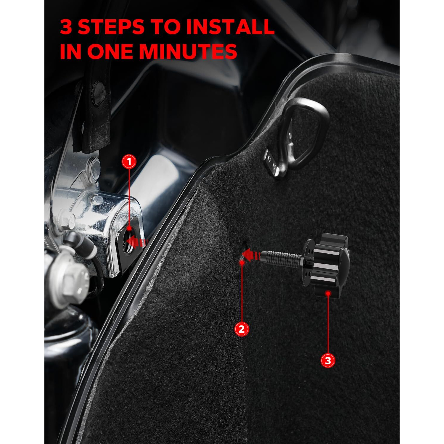 Amazicha Upgraded Theft Deterrent Saddlebag Locks Saddle Bag Bolts Mounting Hardware Fit For 1988-Later Harley Davidson Touring Street Glide  Electra Glide  Road King  Road Glide