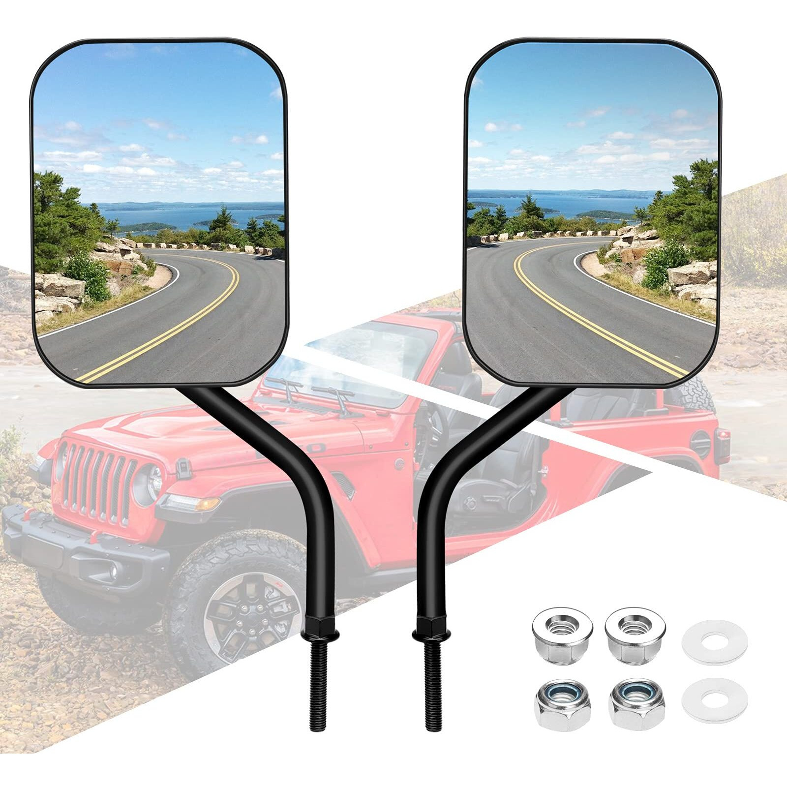 Denforste Mirrors Doors Off Compatible With Jeep Wrangler Jk Cj Jl & Unlimited - Door Hinge Side Mirrors For Jeep - 2 Pack 5.5 X 7.5 Inches Side Rear View Mirrors For Doors Off Driving