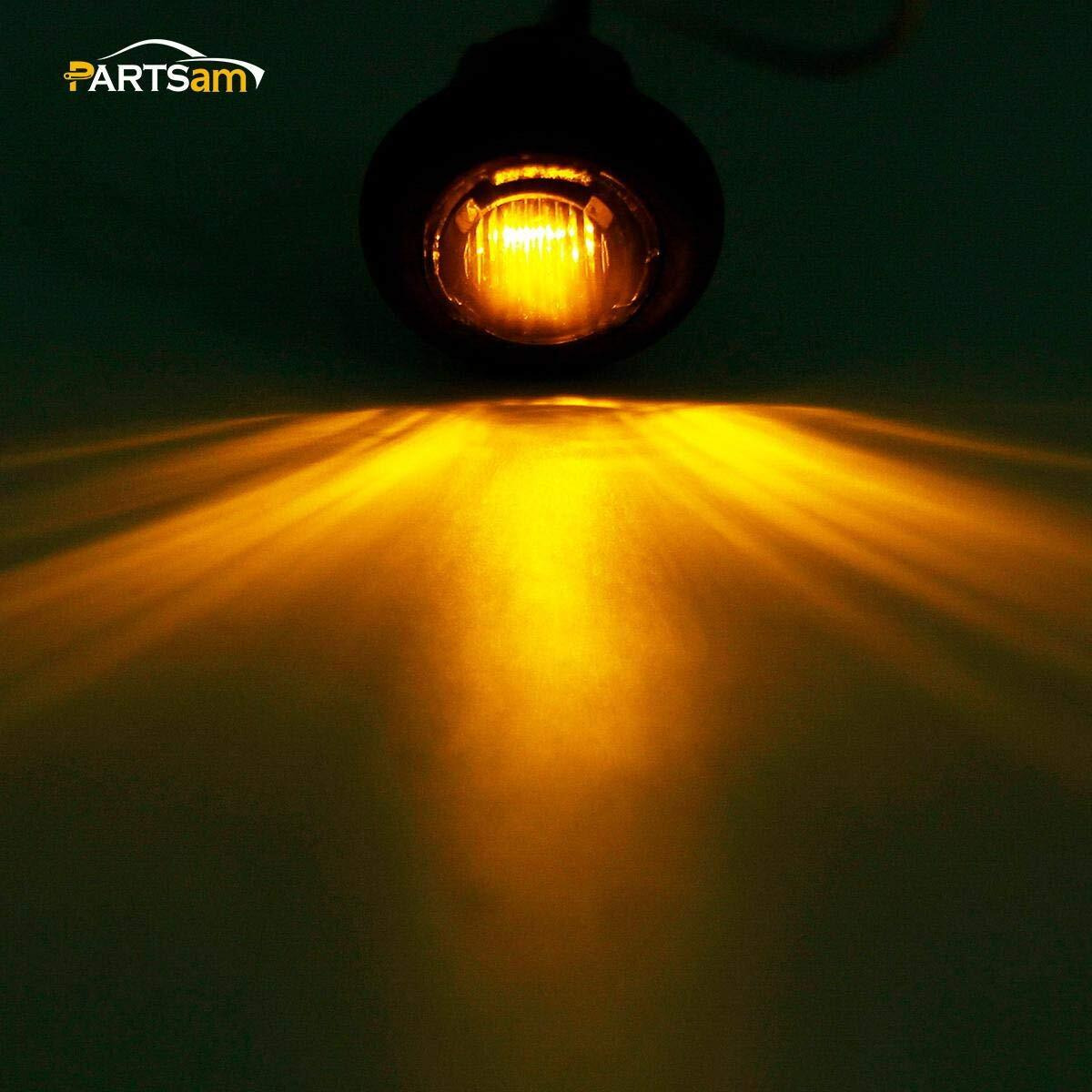 Partsam 10X 3/4"" Amber Round Led Marker Light Smoked For Pickup Truck Trailer Rv Camper Golf Cart  3/4"" Smoked Mini Clearance Auxiliary Turn Signal Light Lamp