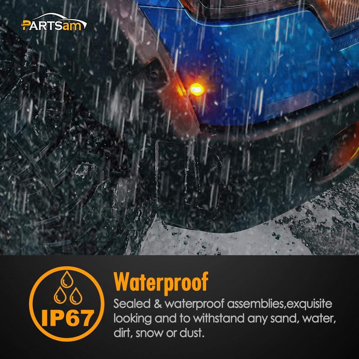 Partsam 10X 3/4"" Amber Round Led Marker Light Smoked For Pickup Truck Trailer Rv Camper Golf Cart  3/4"" Smoked Mini Clearance Auxiliary Turn Signal Light Lamp