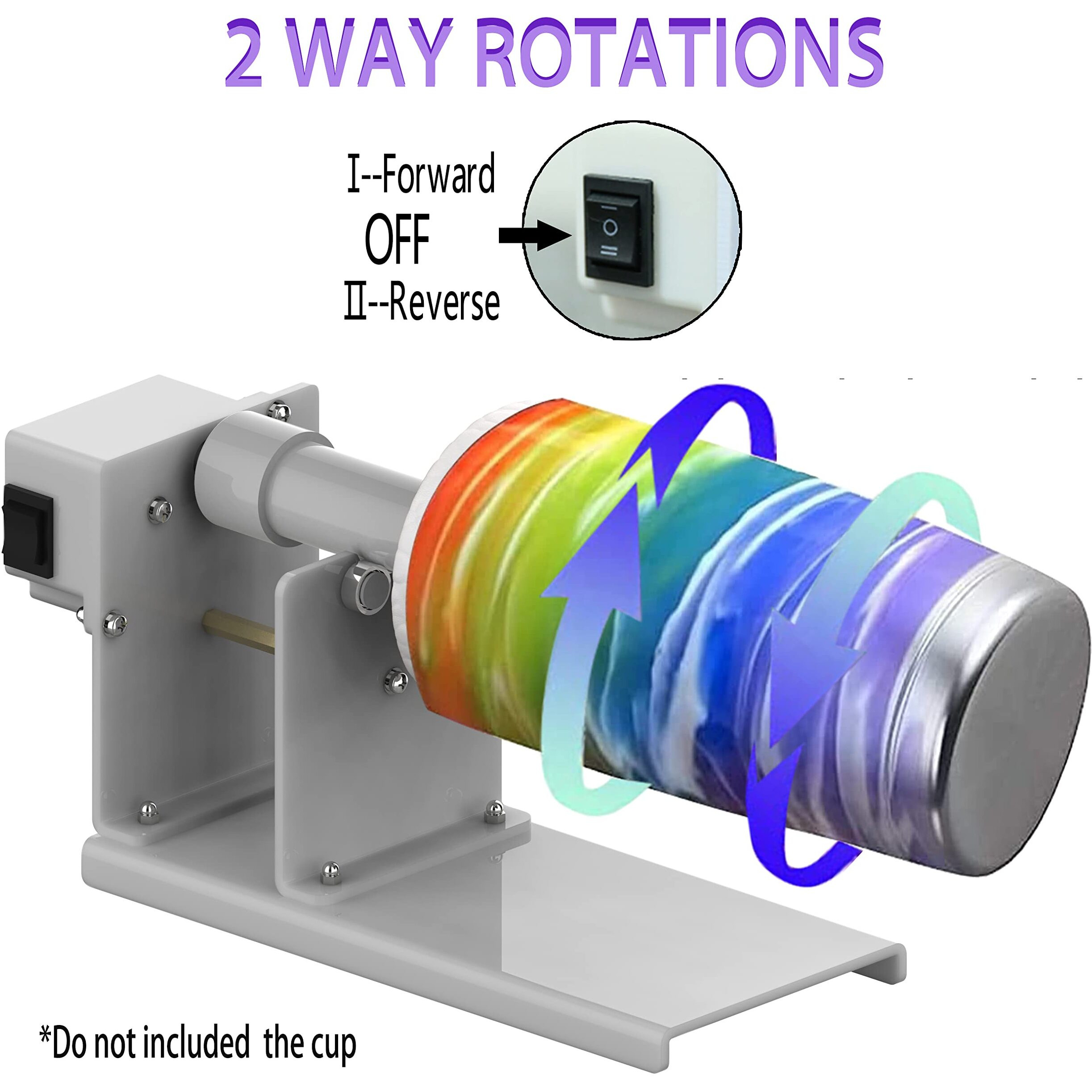 Erzhe 2 Ways Rotation Cup Turner Tumbler For Crafts Tumbler Turner For Diy Glitter Epoxy  Professional Designed Tumbler Cup Spinner Machine Kit For Starter