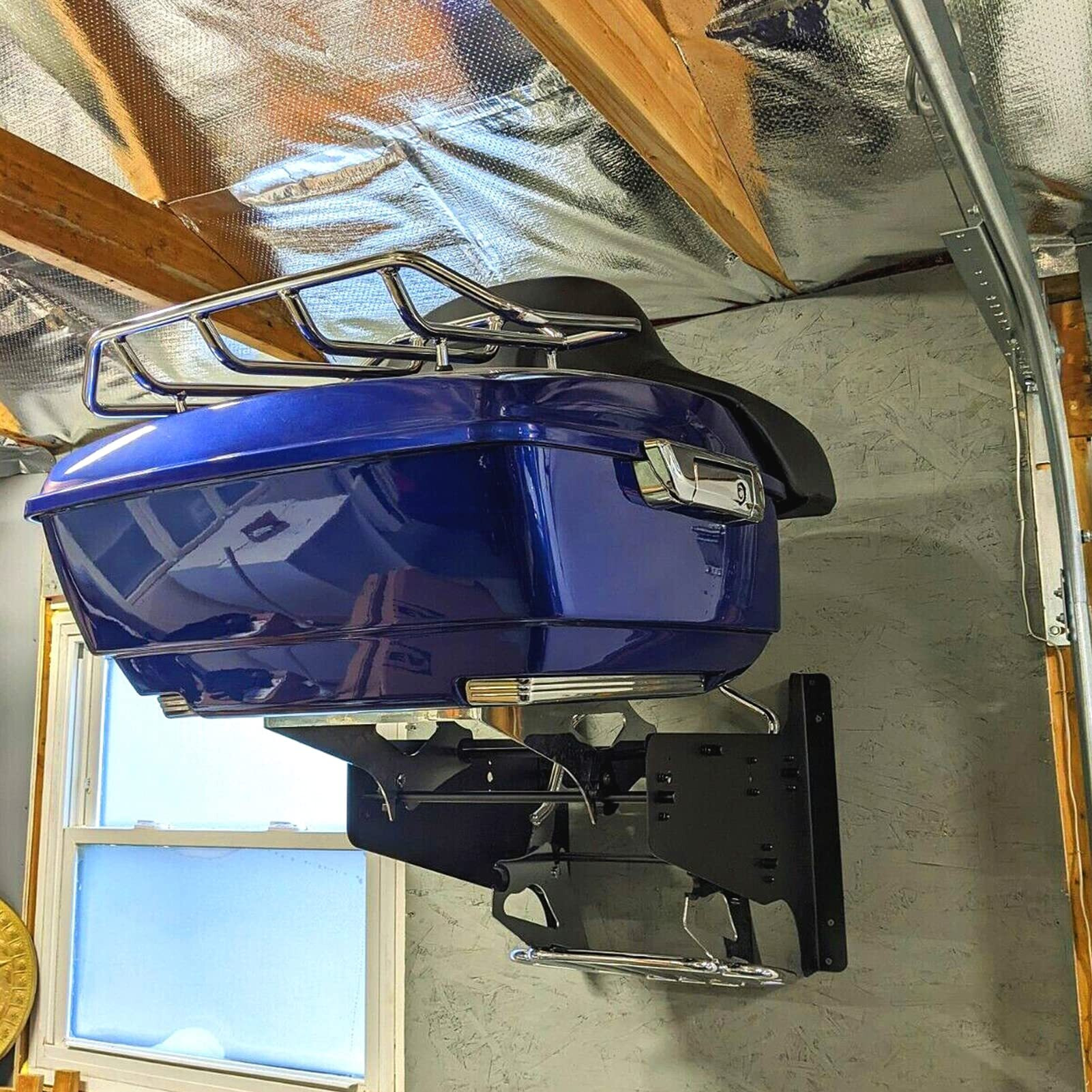 Mofun Tour Trunk Pak Rack Sissy Bar Mounting Luggage Rack Storage Holder Wall Mount Kit Compatible With Harley Touring Road King Electra Road Street Glide Cvo Fl And Other Models