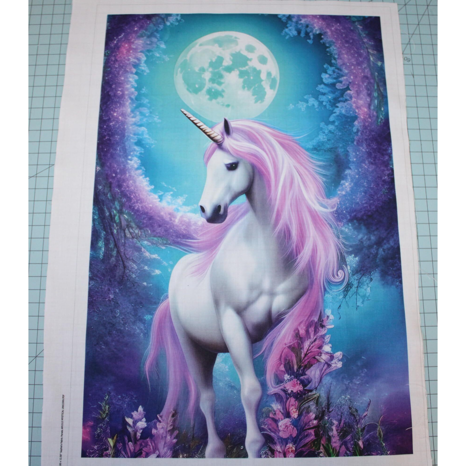 Fabric Panel 12"&quotX18"" Unicorn 100% Cotton Quilting Sewing Panel Am1515