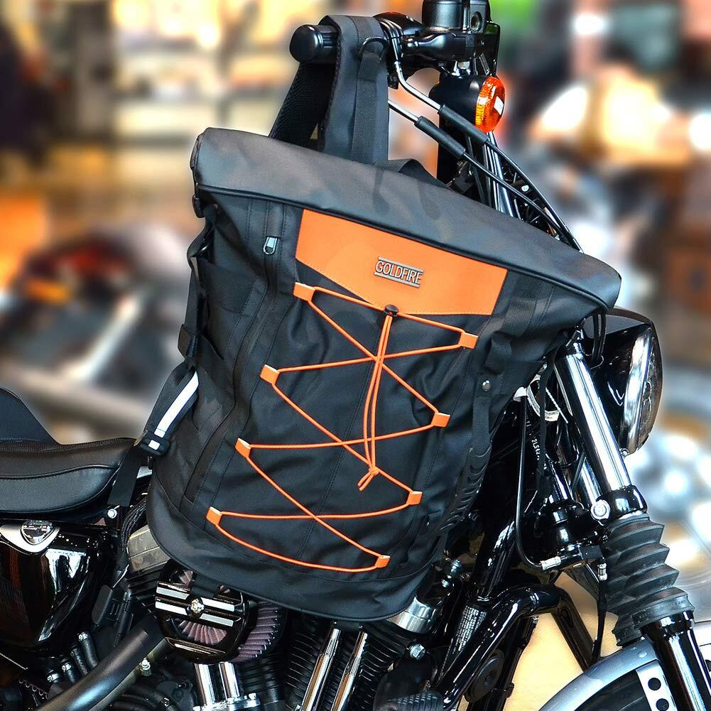 Sresk Expandable Motorcycle Travel Luggage Sissy Bar Bag Tail Bag Motorcycle Backpack Weather Resistant Duffle Bag With Sissy Bar Straps (Balck)