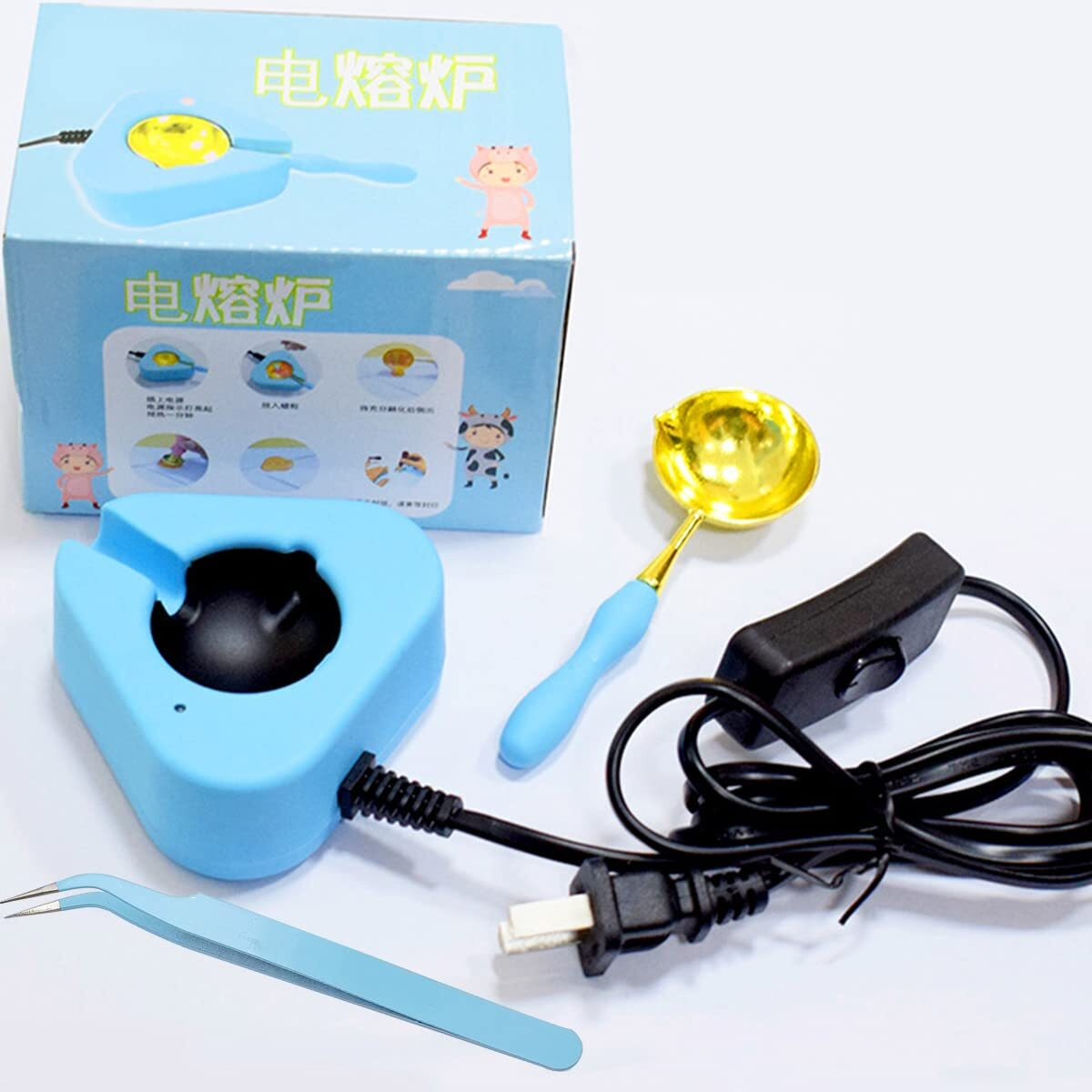 Wax Seal Warmer Wax Seal Kit With Spoon And Tweezers  Great Tool For Melting Wax Seal Sticks Sealing Wax Beads (Electric Wax Seal Warmer)