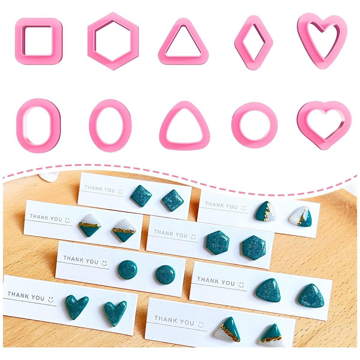 Keoker Polymer Clay Cutters - Geometric Clay Cutters  Polymer Clay Cutters For Earrings Jewelry Making  10 Shapes Regular Clay Earrings Cutters