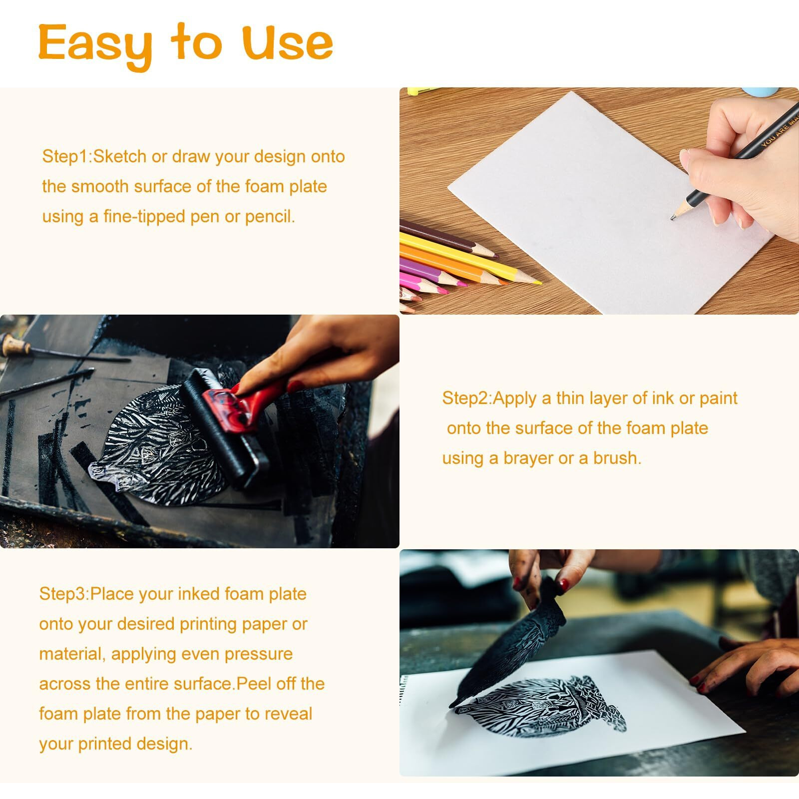 Cholemy 120 Pcs Foam Printing Plates 4 X 6 Inch White Foam Sheets 1/20 Inch Thick Foam Board Foam Papers Set For Card Making  Crafting  Printing  Diy Project  Stamp  Classroom  Scrap Booking