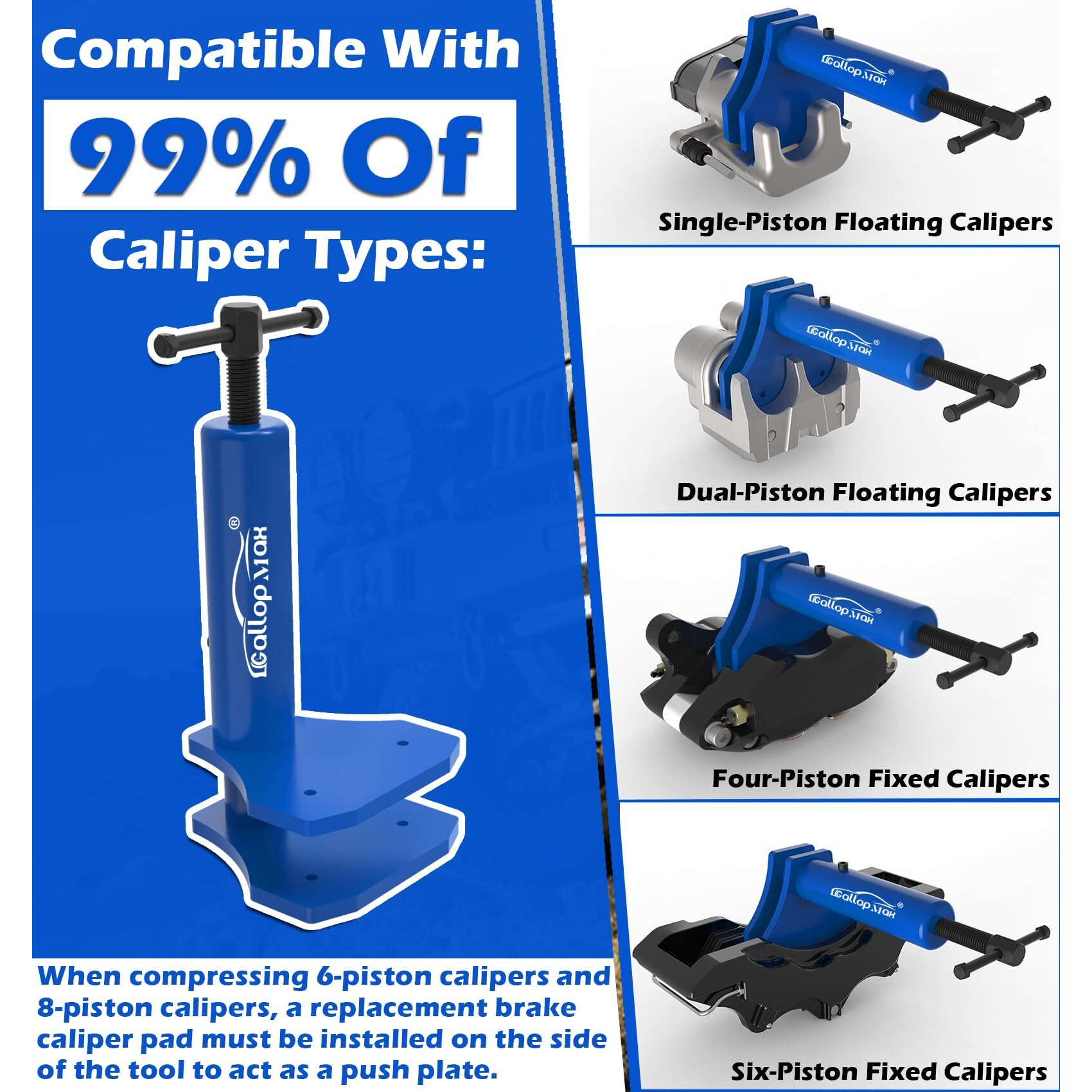 Gallopmax Brake Caliper Tool - Multi Piston Brake Pad Spreader Heavy Duty Brake Caliper Piston Compression Tool