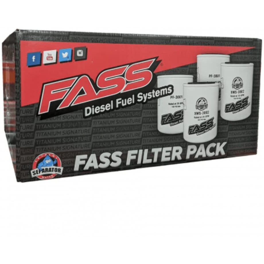 Fass Titanium Series Fuel Filter & Water Seprator Pack Combo Of 4 | (2) Xws-3002 | (2) Pf-3001