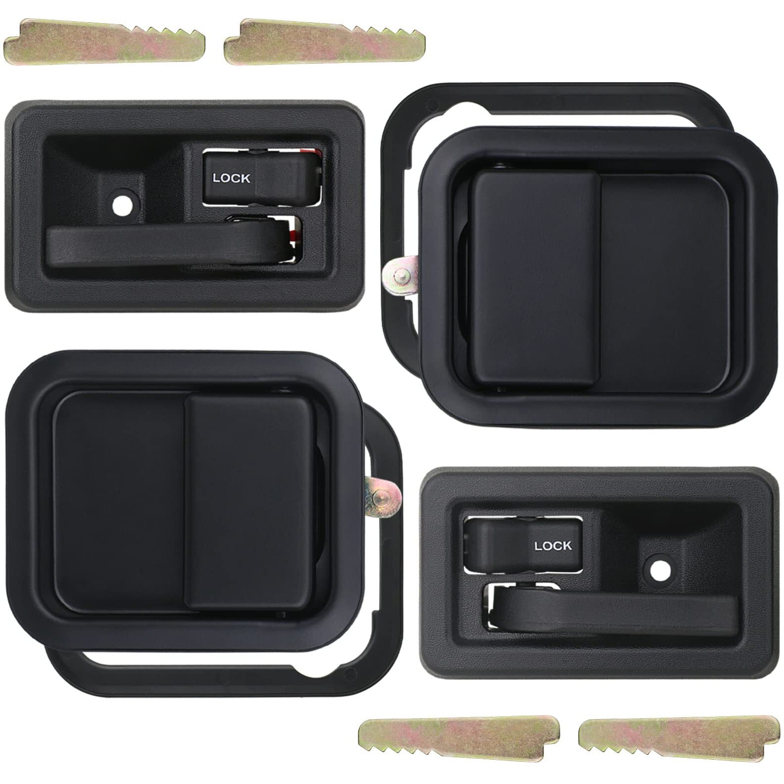 Apperfit Exterior & Interior Door Handles W/Keepers Compatible With Jeep Wrangler Yj Tj 1991-2006 With Full Doors Replaces 55176382Ae 55176383Ae 55176477Ab 55176476Ab