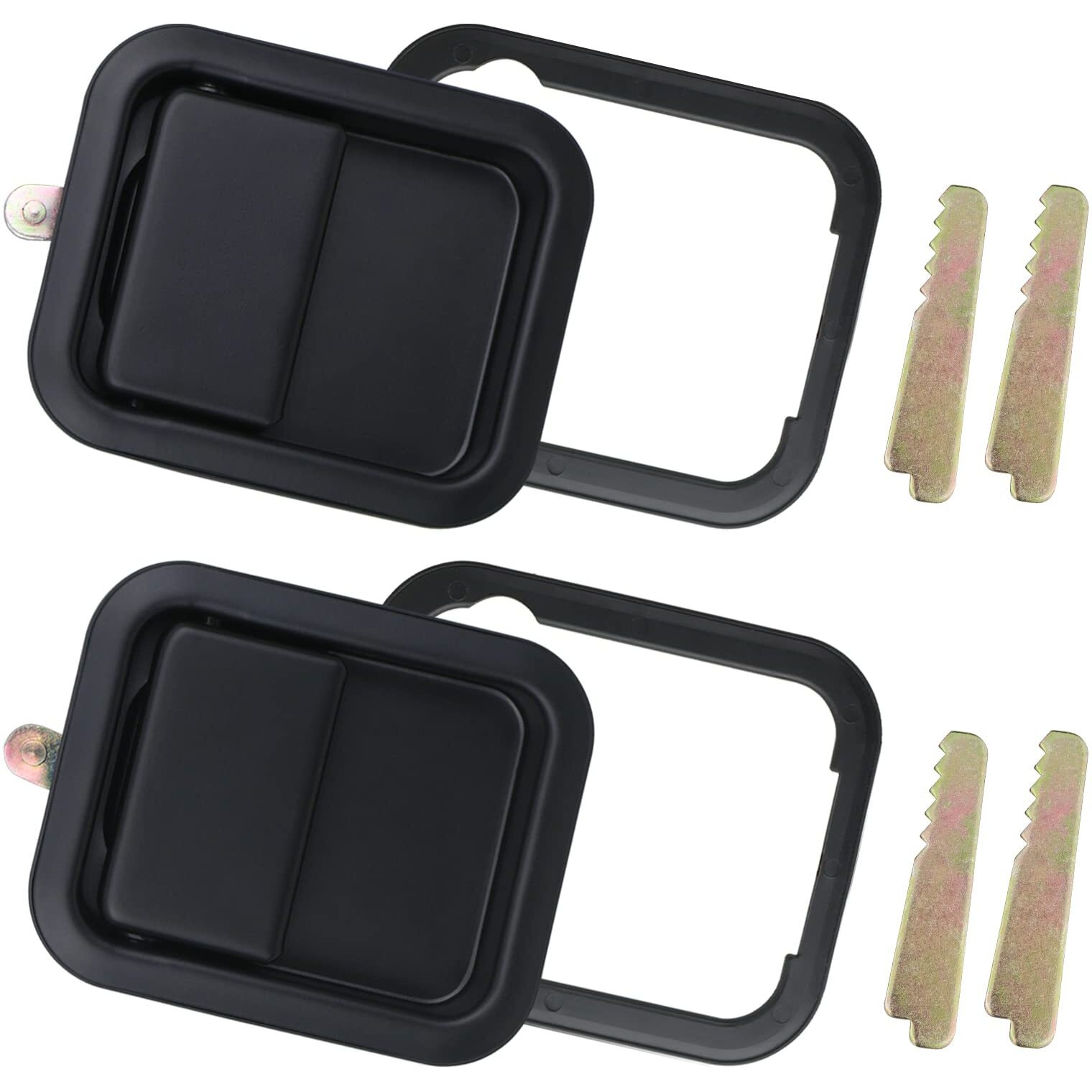 Apperfit Exterior & Interior Door Handles W/Keepers Compatible With Jeep Wrangler Yj Tj 1991-2006 With Full Doors Replaces 55176382Ae 55176383Ae 55176477Ab 55176476Ab